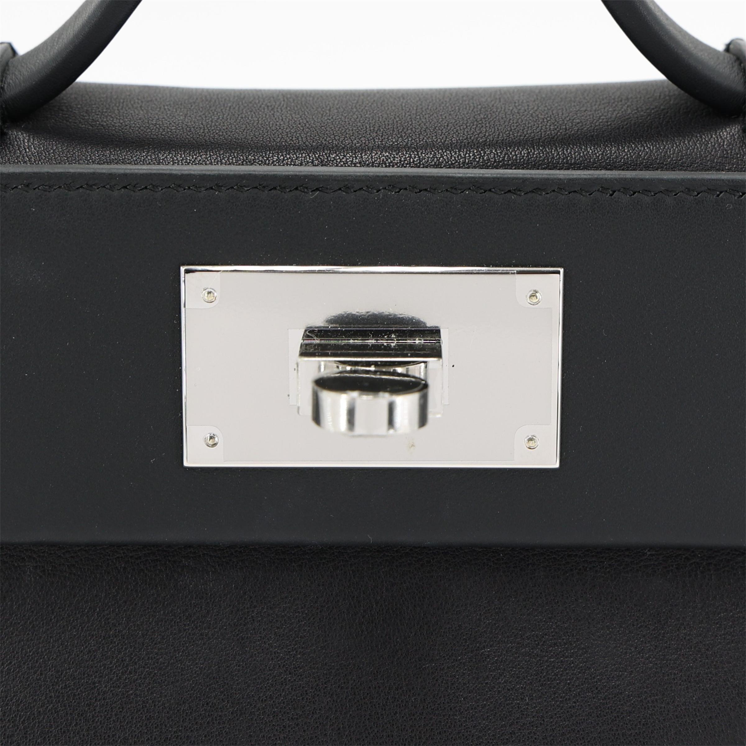Excellent ( Rank SA ) HERMÈS 24/24 - 21 mini Noir (89) Volupto calfskin Palladium hardware K (2025) - 12