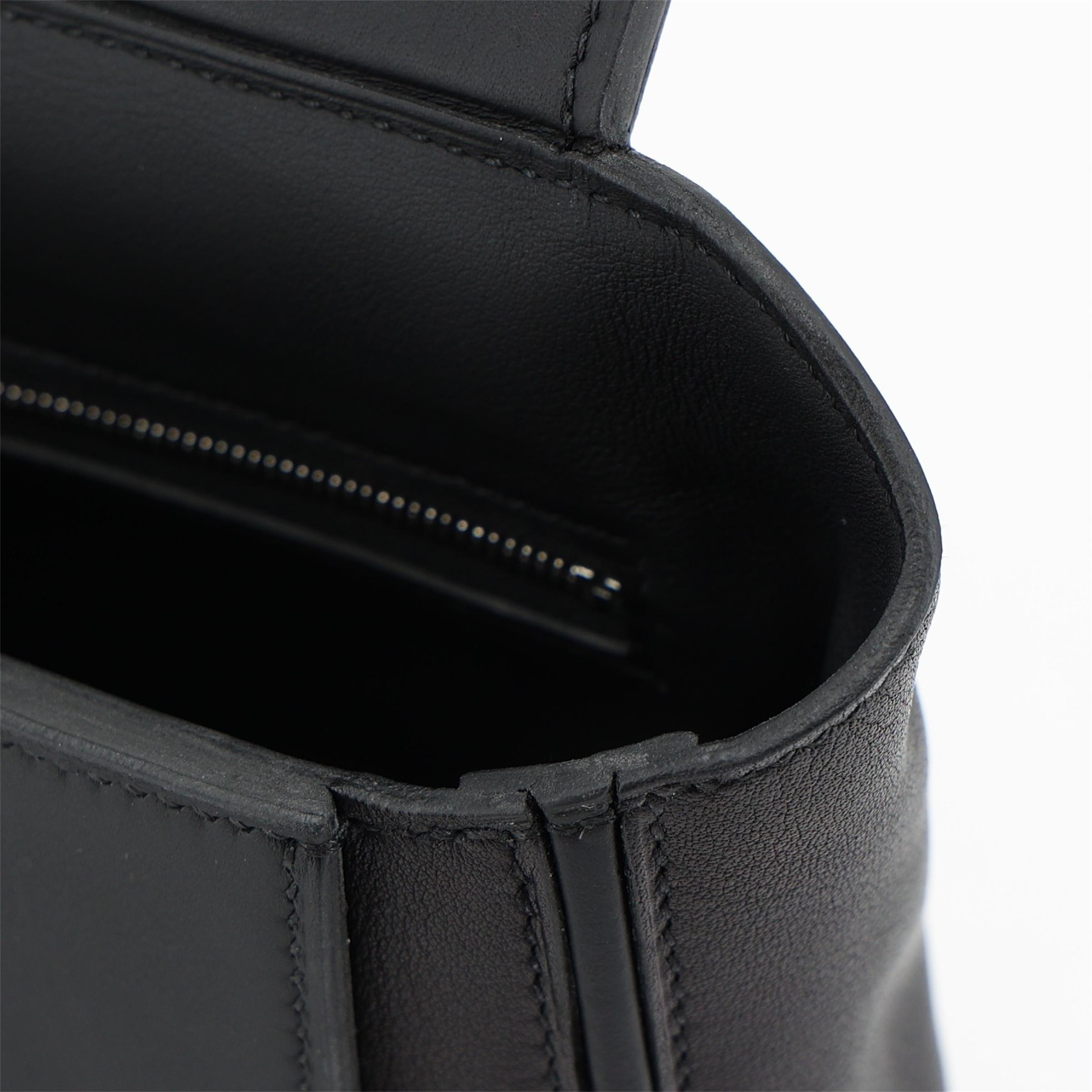 Excellent ( Rank SA ) HERMÈS 24/24 - 21 mini Noir (89) Volupto calfskin Palladium hardware K (2025) - 16