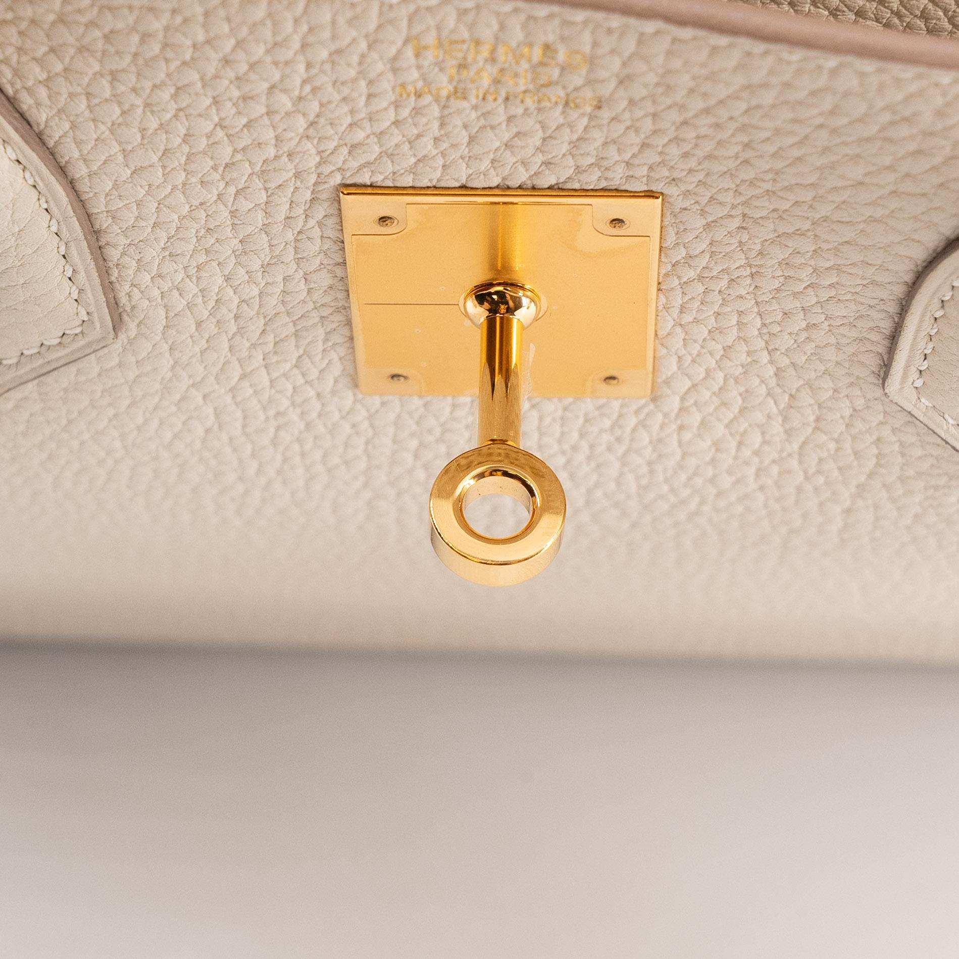 Very Good ( Rank A) HERMÈS Birkin 30 Craie (10) Togo Gold hardware Y (2020) - 11
