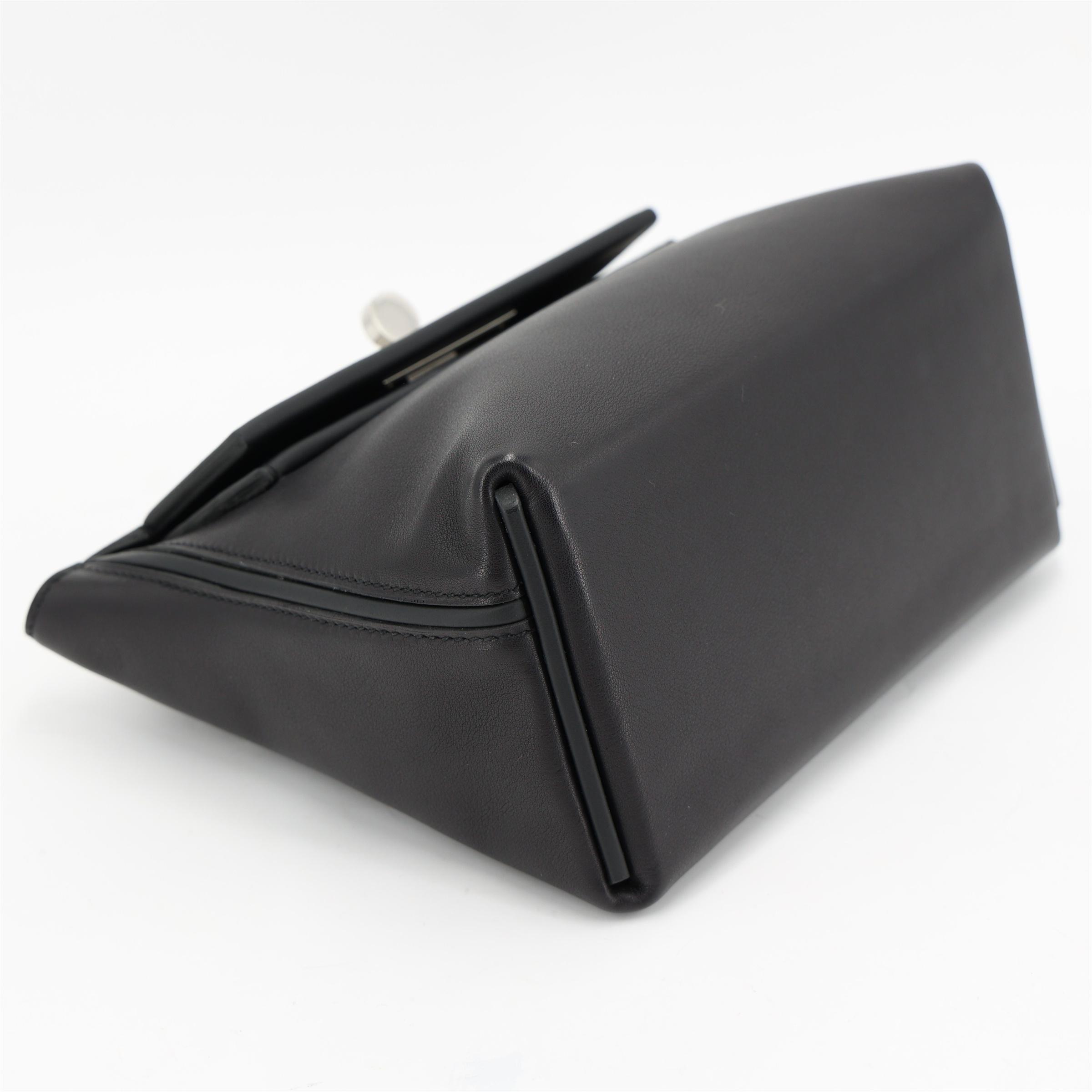 Excellent ( Rank SA ) HERMÈS 24/24 - 21 mini Noir (89) Volupto calfskin Palladium hardware K (2025) - 6