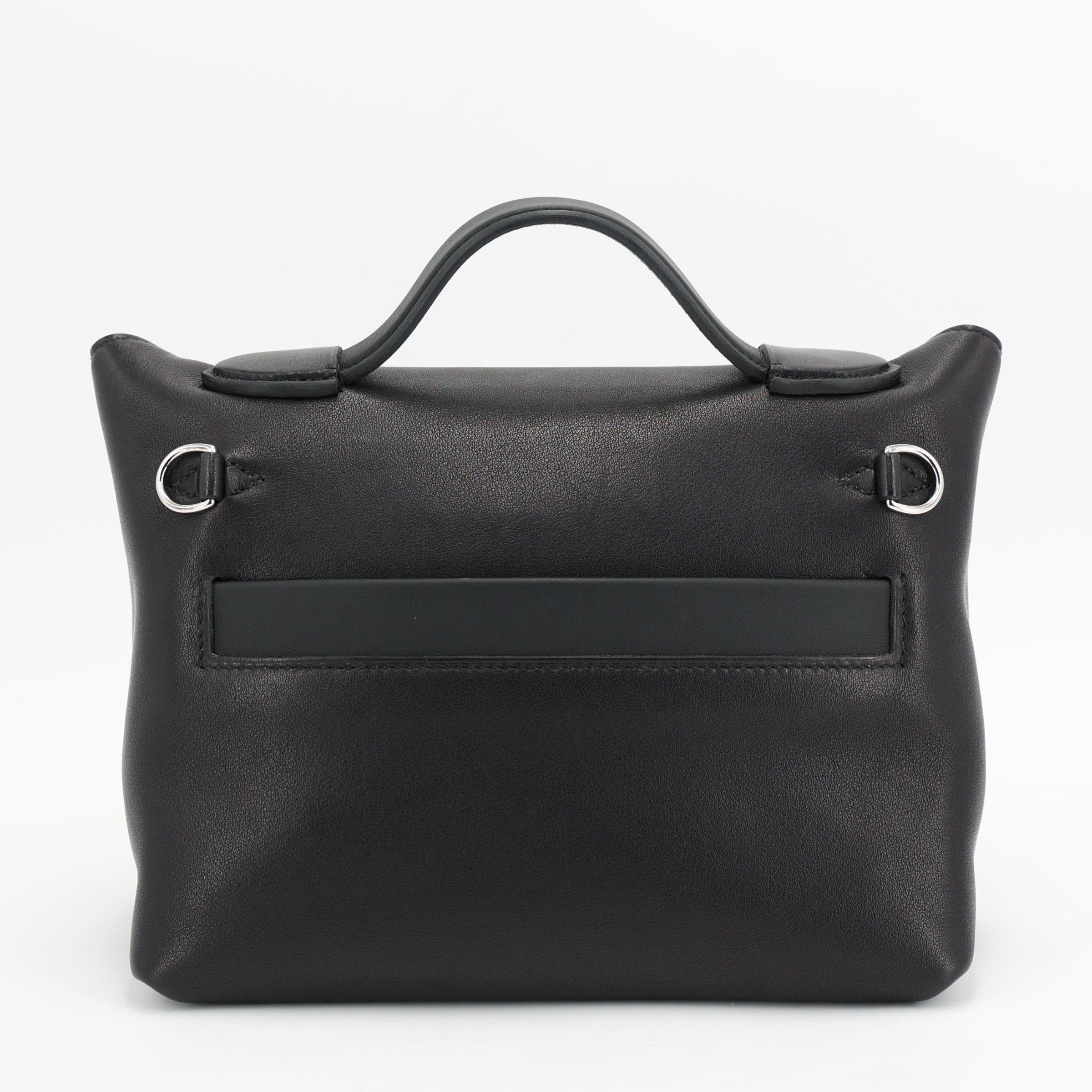 Excellent ( Rank SA ) HERMÈS 24/24 - 21 mini Noir (89) Volupto calfskin Palladium hardware K (2025) - 2
