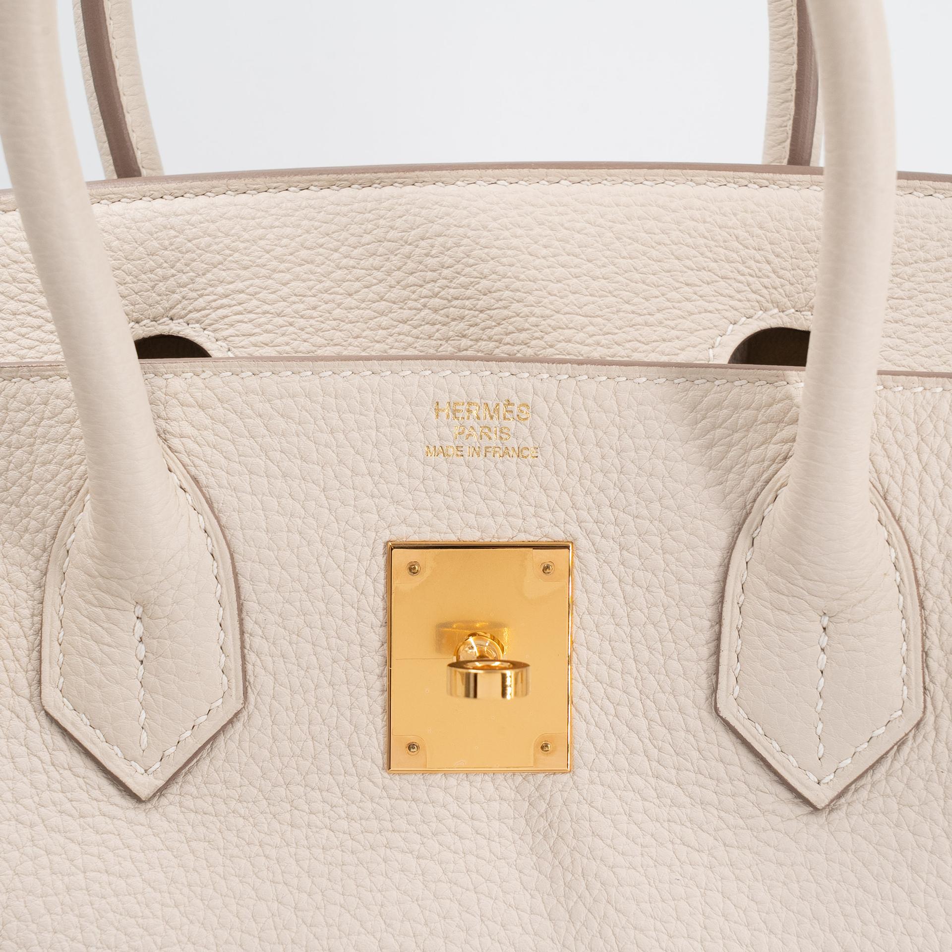 Very Good ( Rank A) HERMÈS Birkin 30 Craie (10) Togo Gold hardware Y (2020) - 9