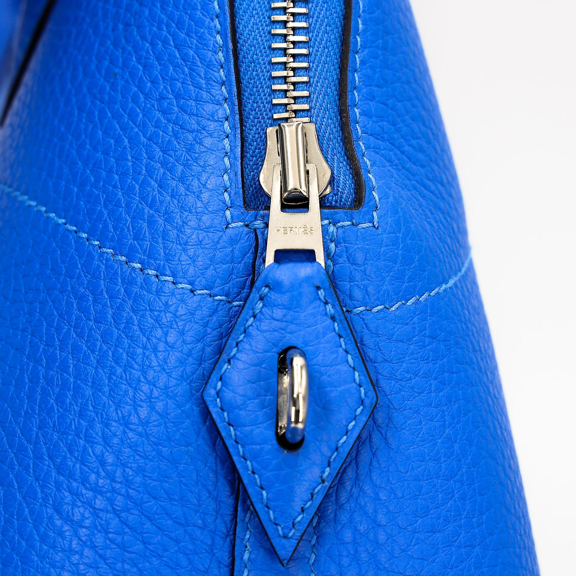 Excellent ( Rank SA ) HERMÈS Bolide 31 Bleu Zanzibar (B3) Clemence Palladium hardware X (2016) - 15
