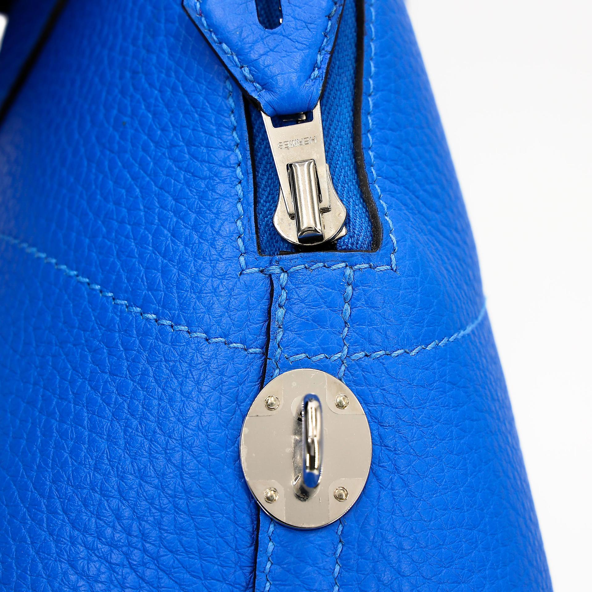 Excellent ( Rank SA ) HERMÈS Bolide 31 Bleu Zanzibar (B3) Clemence Palladium hardware X (2016) - 16