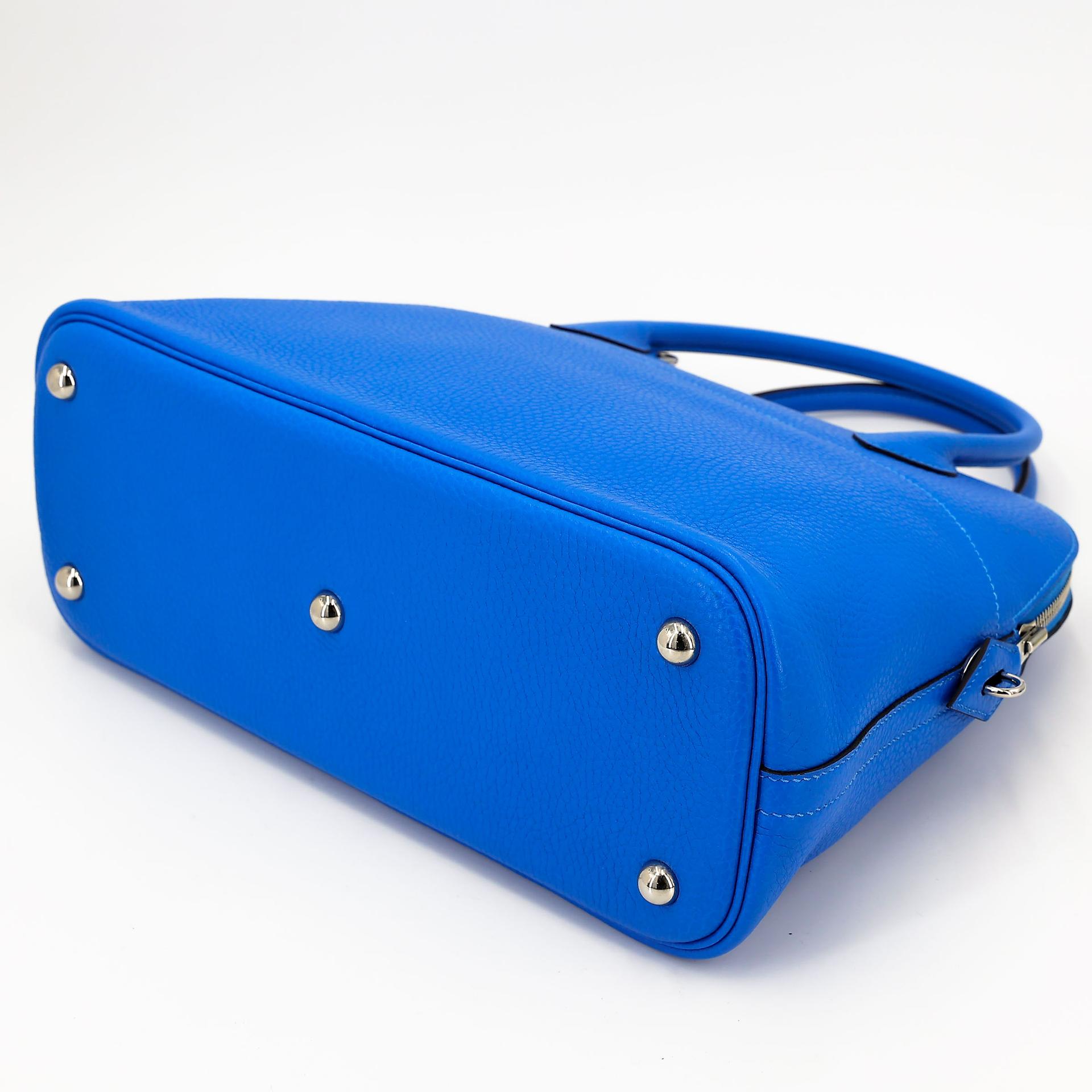 Excellent ( Rank SA ) HERMÈS Bolide 31 Bleu Zanzibar (B3) Clemence Palladium hardware X (2016) - 8