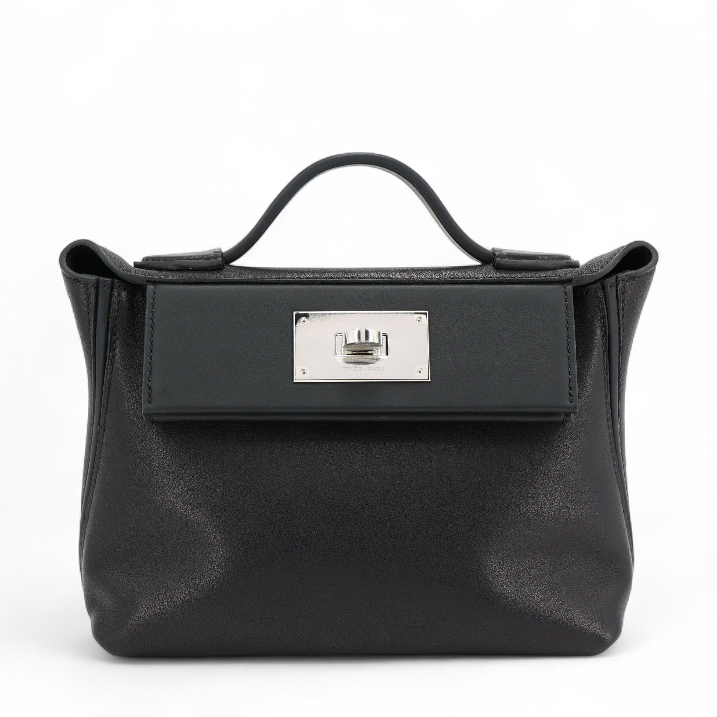 Excellent ( Rank SA ) HERMÈS 24/24 - 21 mini Noir (89) Volupto calfskin Palladium hardware K (2025) - 1