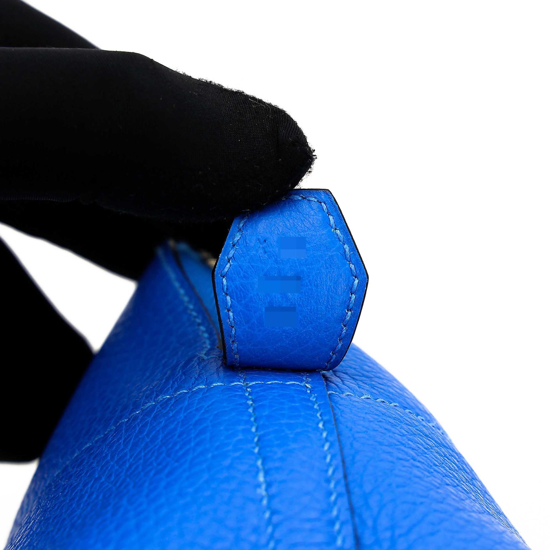Excellent ( Rank SA ) HERMÈS Bolide 31 Bleu Zanzibar (B3) Clemence Palladium hardware X (2016) - 14
