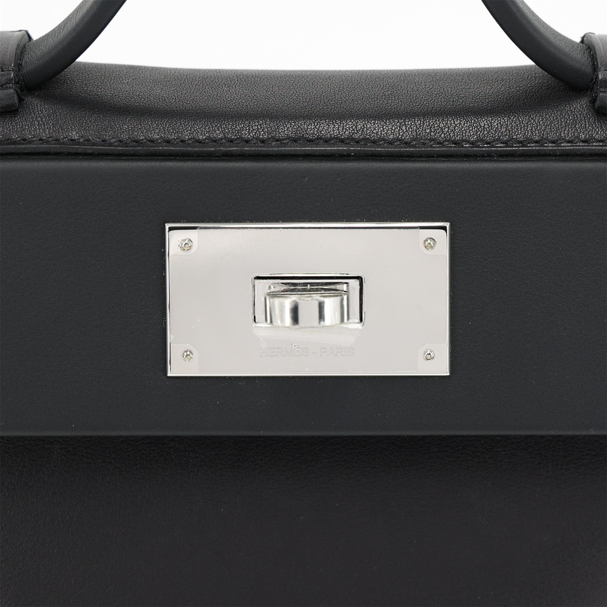 Excellent ( Rank SA ) HERMÈS 24/24 - 21 mini Noir (89) Volupto calfskin Palladium hardware K (2025) - 10