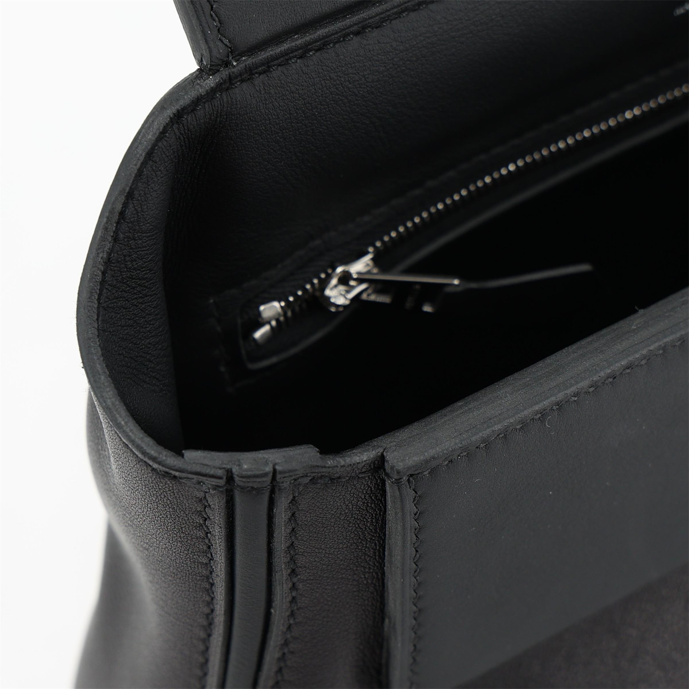 Excellent ( Rank SA ) HERMÈS 24/24 - 21 mini Noir (89) Volupto calfskin Palladium hardware K (2025) - 15