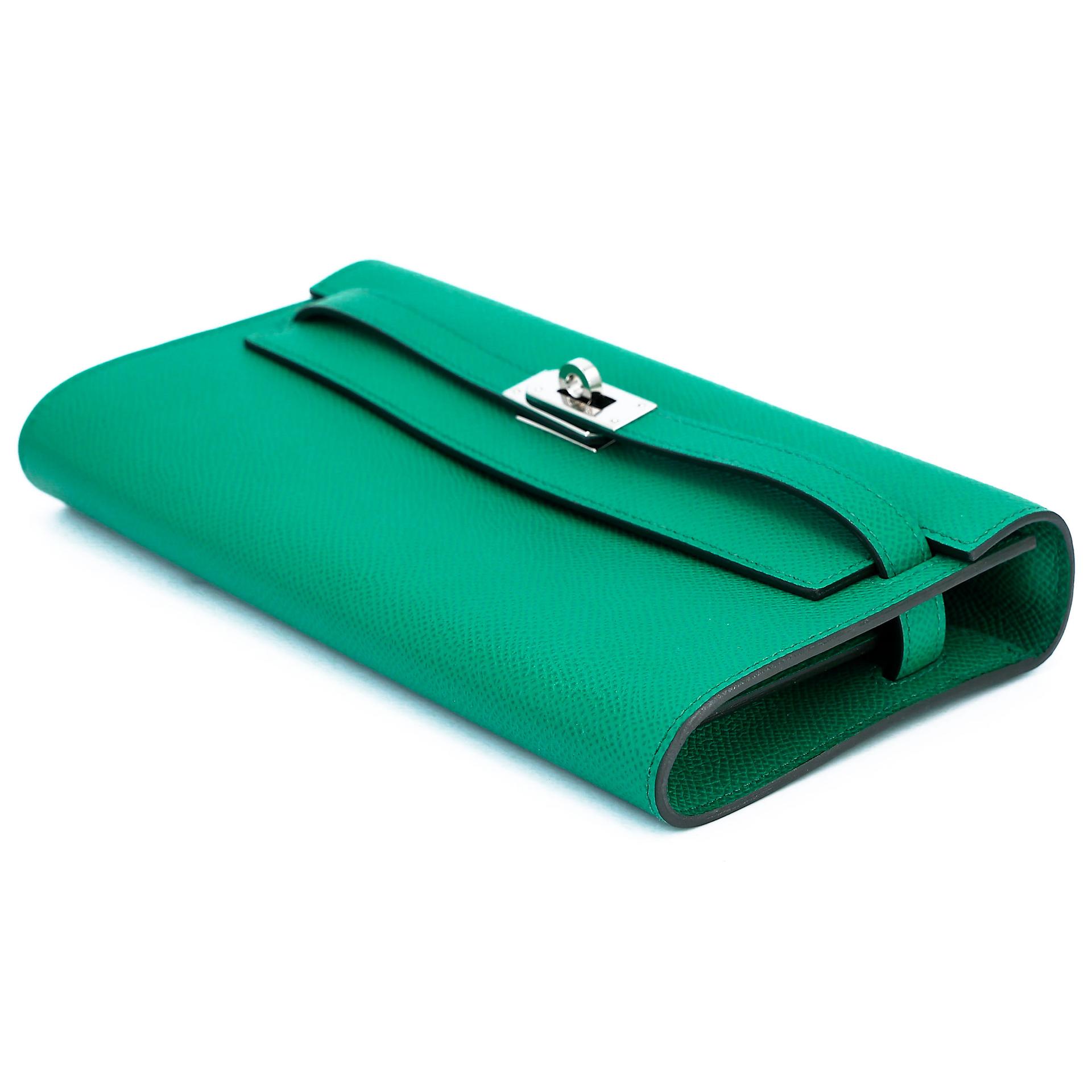 Excellent ( Rank SA ) HERMÈS Kelly To Go Wallet Vert Vertigo (U4) Epsom Palladium hardware U (2022) - 4