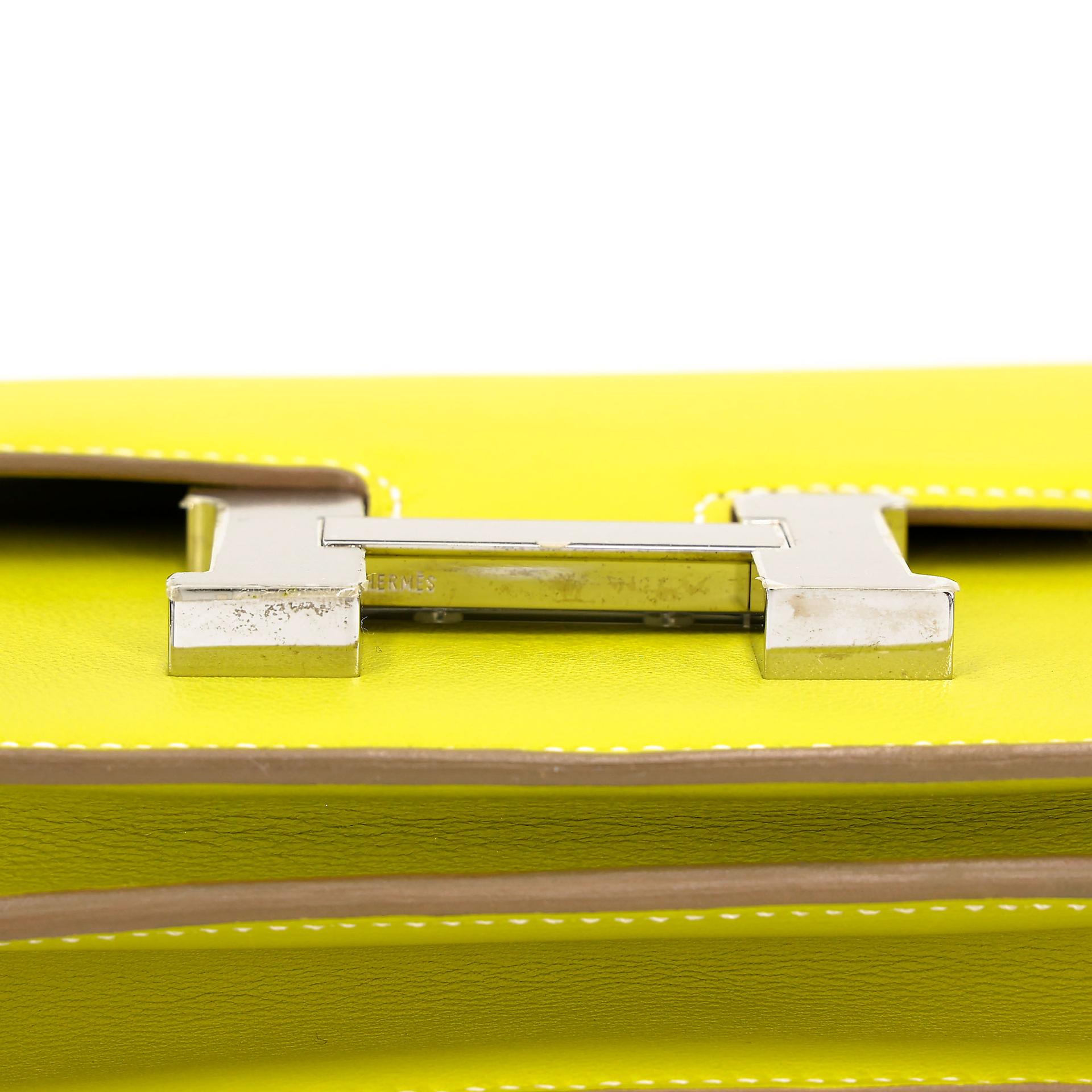 Excellent ( Rank SA ) HERMÈS Constance Elan Soufre (C9) Swift Palladium hardware Square Q (2013) - 13
