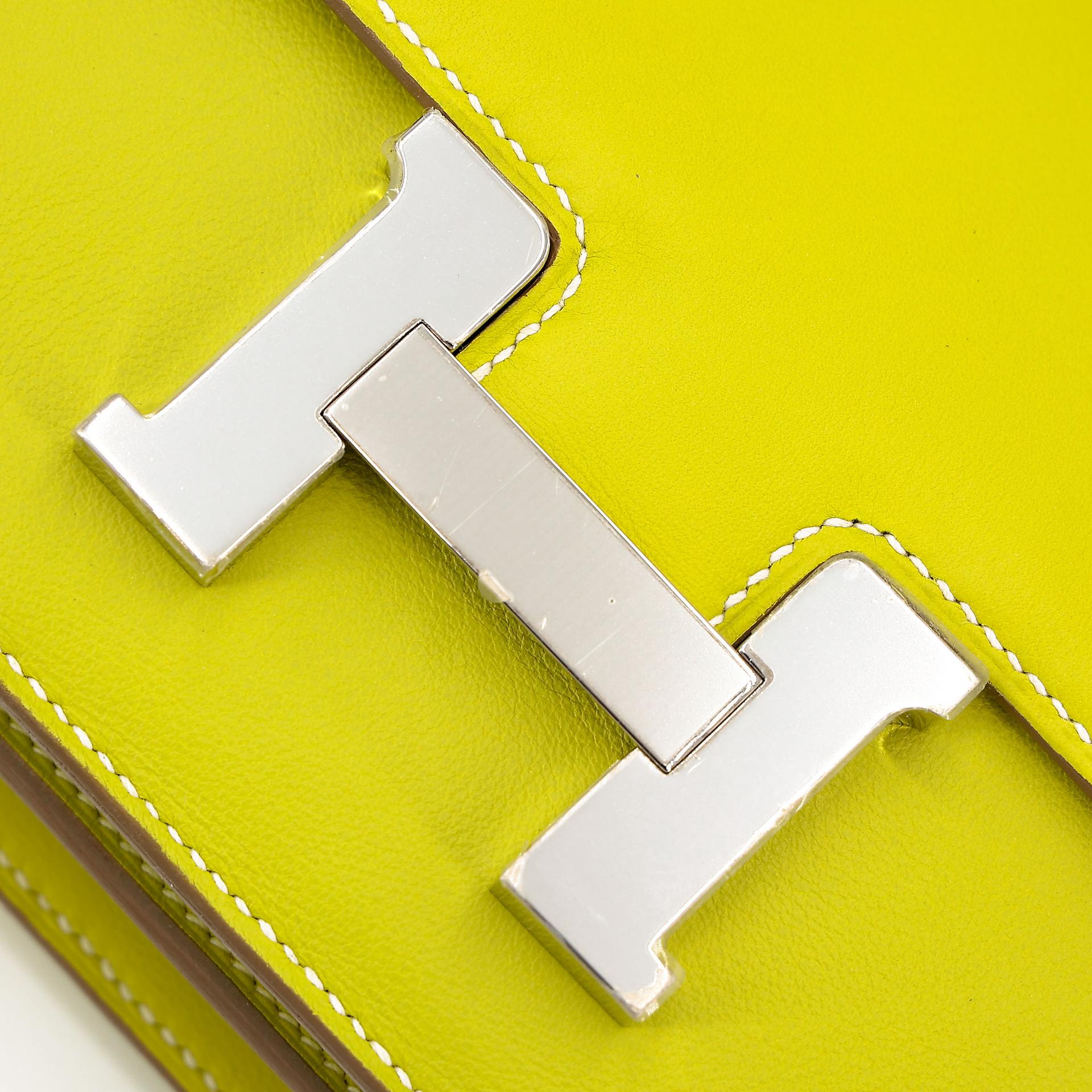 Excellent ( Rank SA ) HERMÈS Constance Elan Soufre (C9) Swift Palladium hardware Square Q (2013) - 11