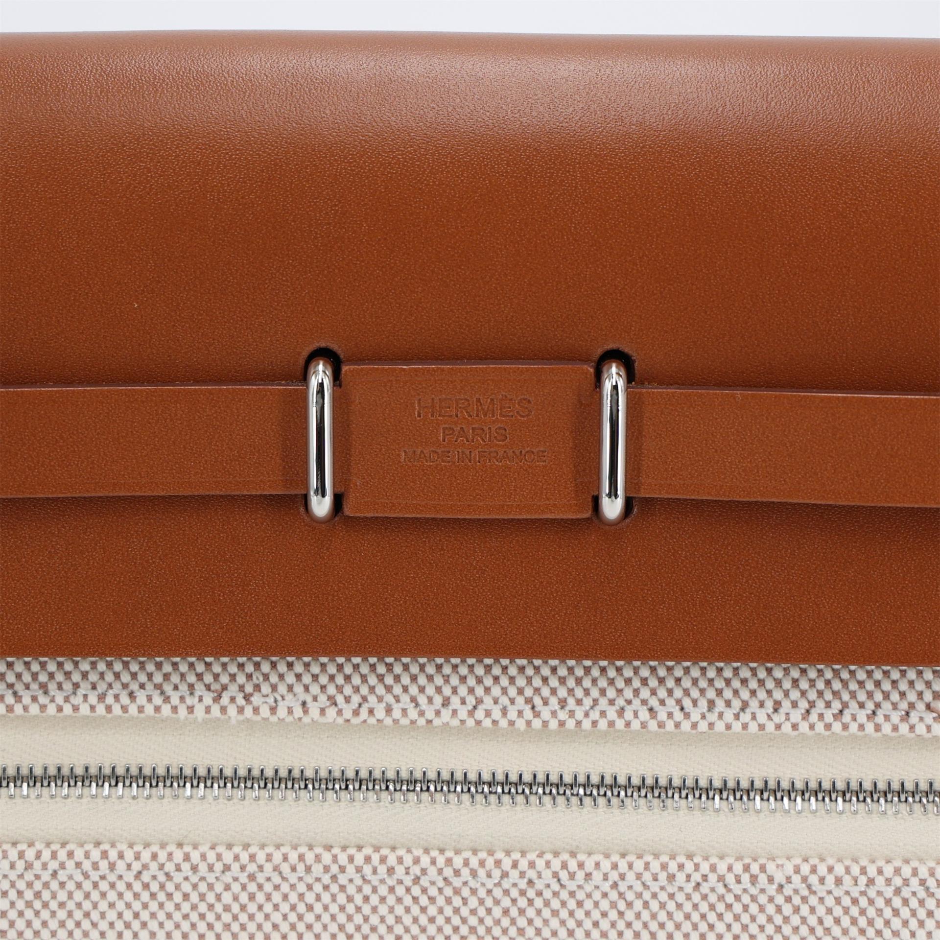 Unused ( Rank NS ) HERMÈS Herbag Zip Mini 20 Fauve (34) Canvas Vache Hunter Palladium hardware W (2024) - 8