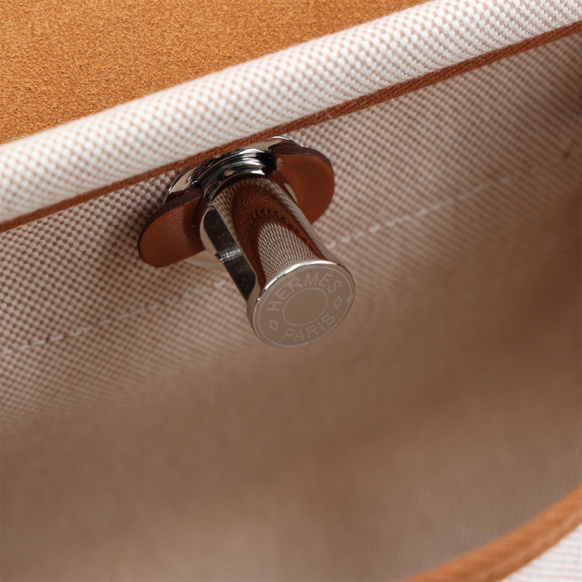 Unused ( Rank NS ) HERMÈS Herbag Zip Mini 20 Fauve (34) Canvas Vache Hunter Palladium hardware W (2024) - 12