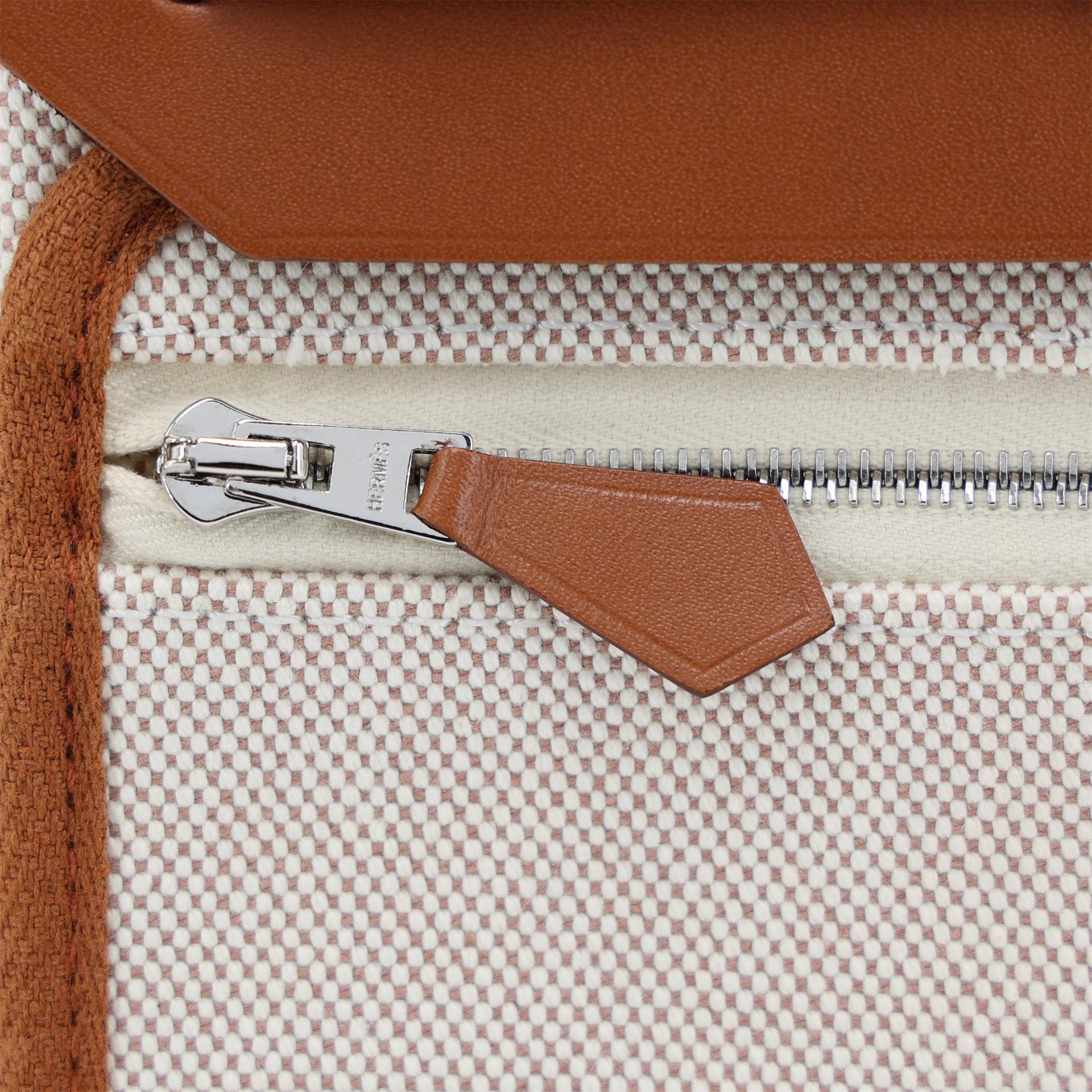 Unused ( Rank NS ) HERMÈS Herbag Zip Mini 20 Fauve (34) Canvas Vache Hunter Palladium hardware W (2024) - 16