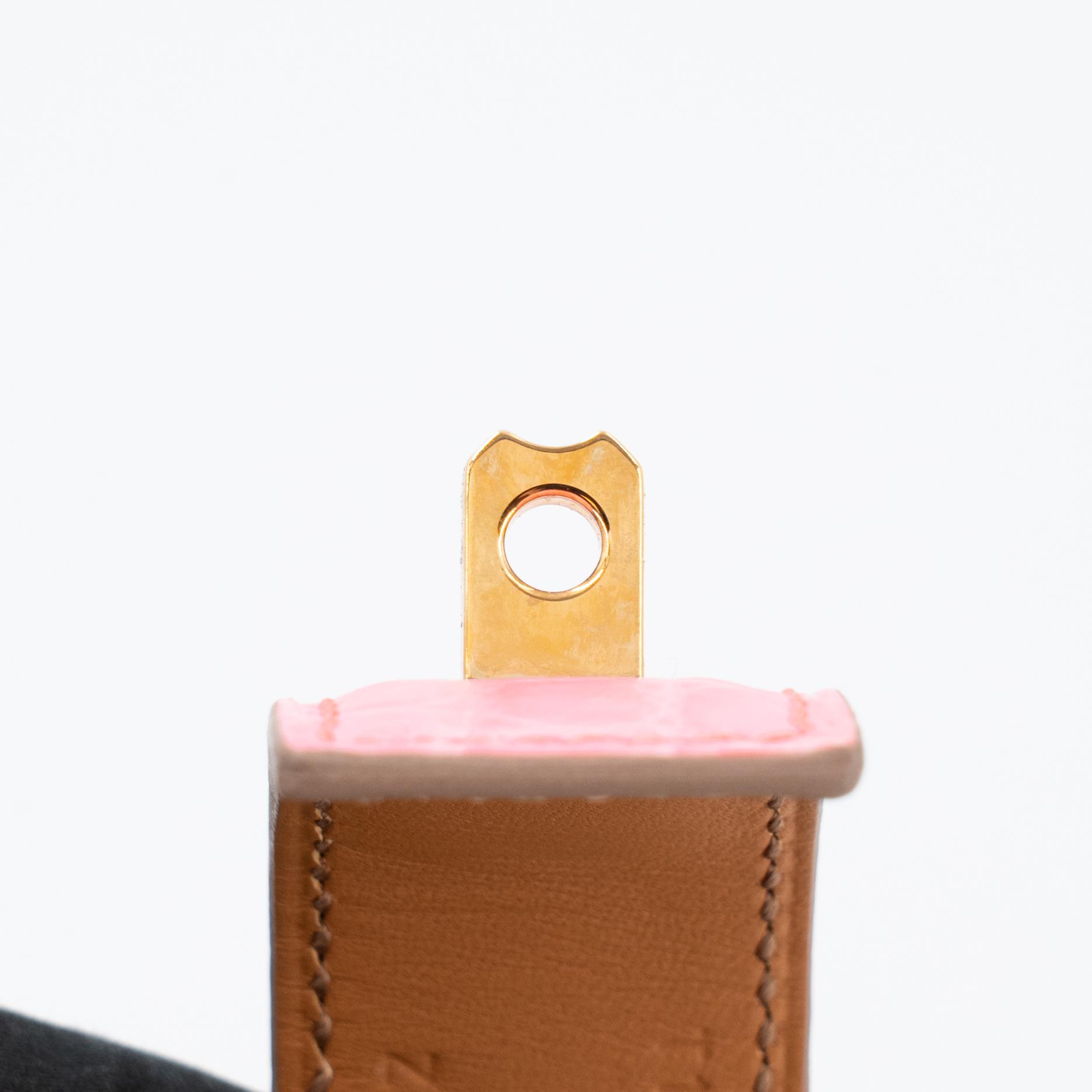 Unused ( Rank NS ) HERMÈS Bracelet Collier de Chien CDC 24 T1/XS Pink (5P) Crocodile Rose Gold hardware Z (2021) - 9