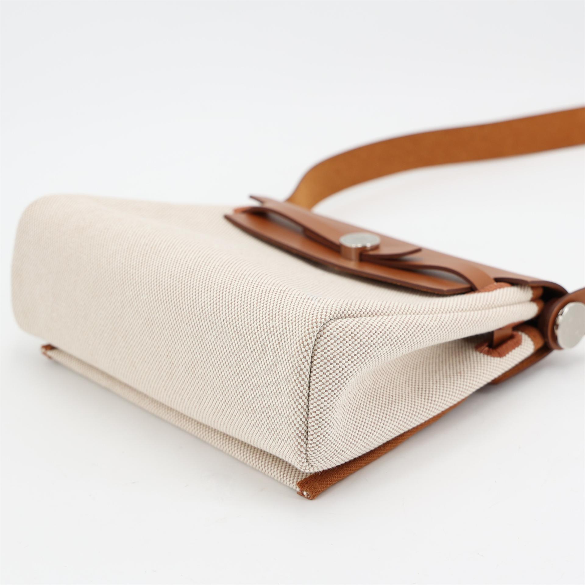 Unused ( Rank NS ) HERMÈS Herbag Zip Mini 20 Fauve (34) Canvas Vache Hunter Palladium hardware W (2024) - 5
