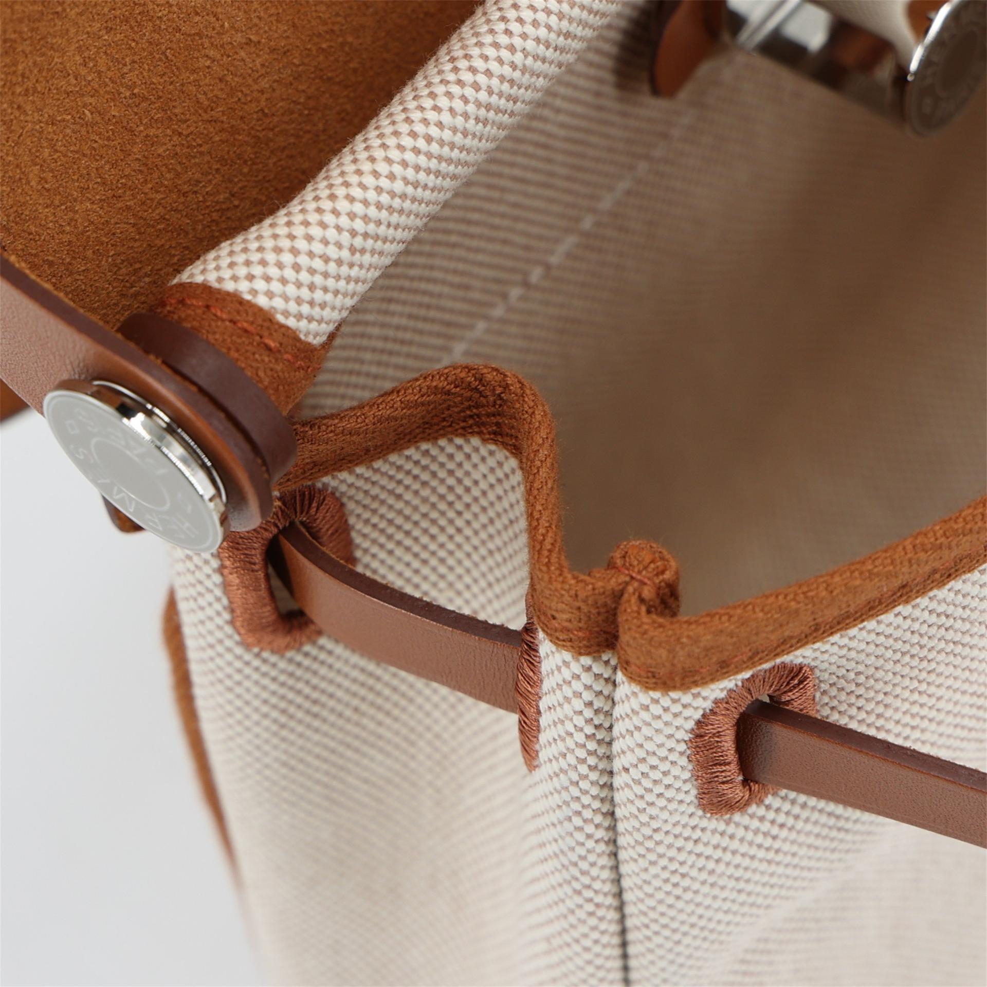 Unused ( Rank NS ) HERMÈS Herbag Zip Mini 20 Fauve (34) Canvas Vache Hunter Palladium hardware W (2024) - 14
