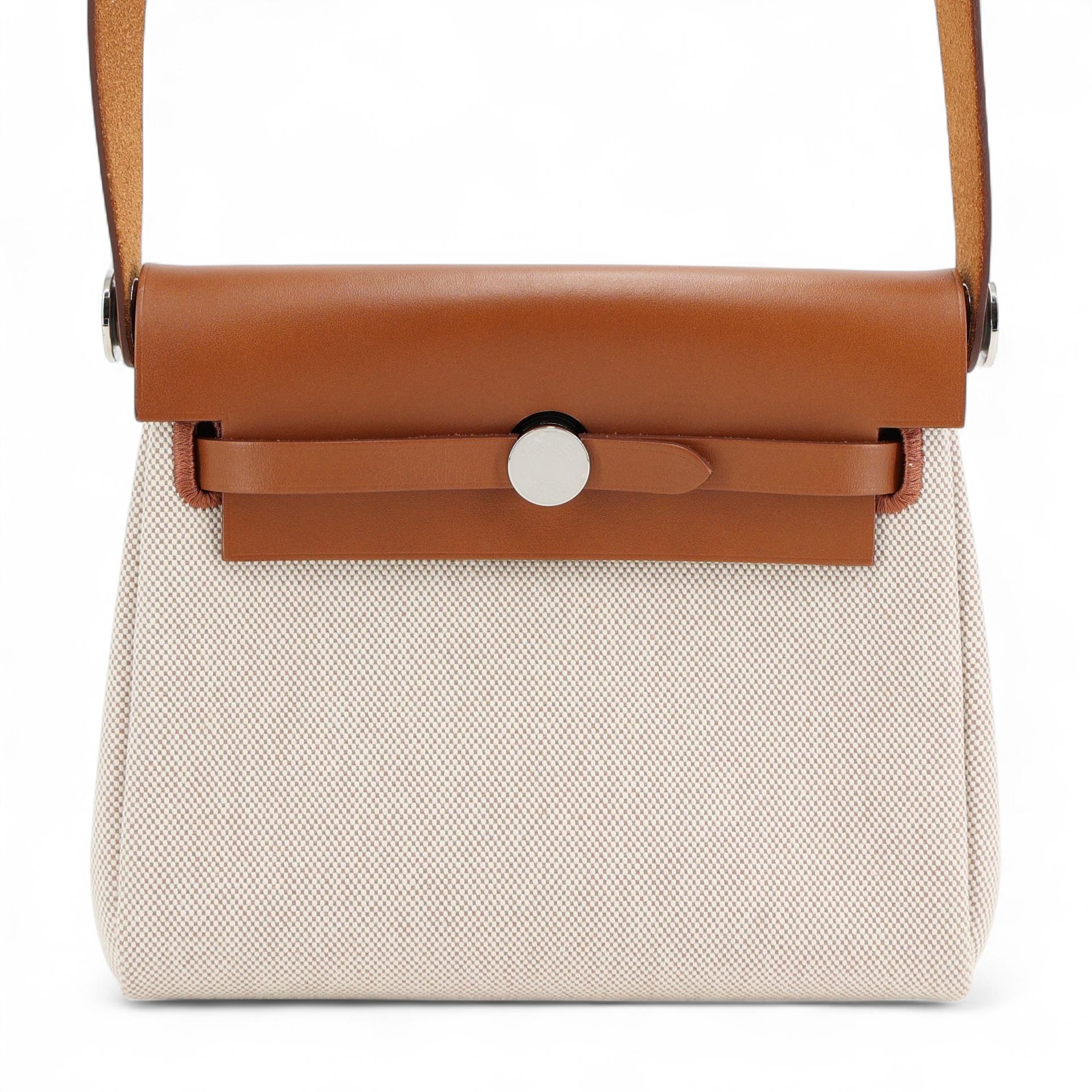 Unused ( Rank NS ) HERMÈS Herbag Zip Mini 20 Fauve (34) Canvas Vache Hunter Palladium hardware W (2024) - 1