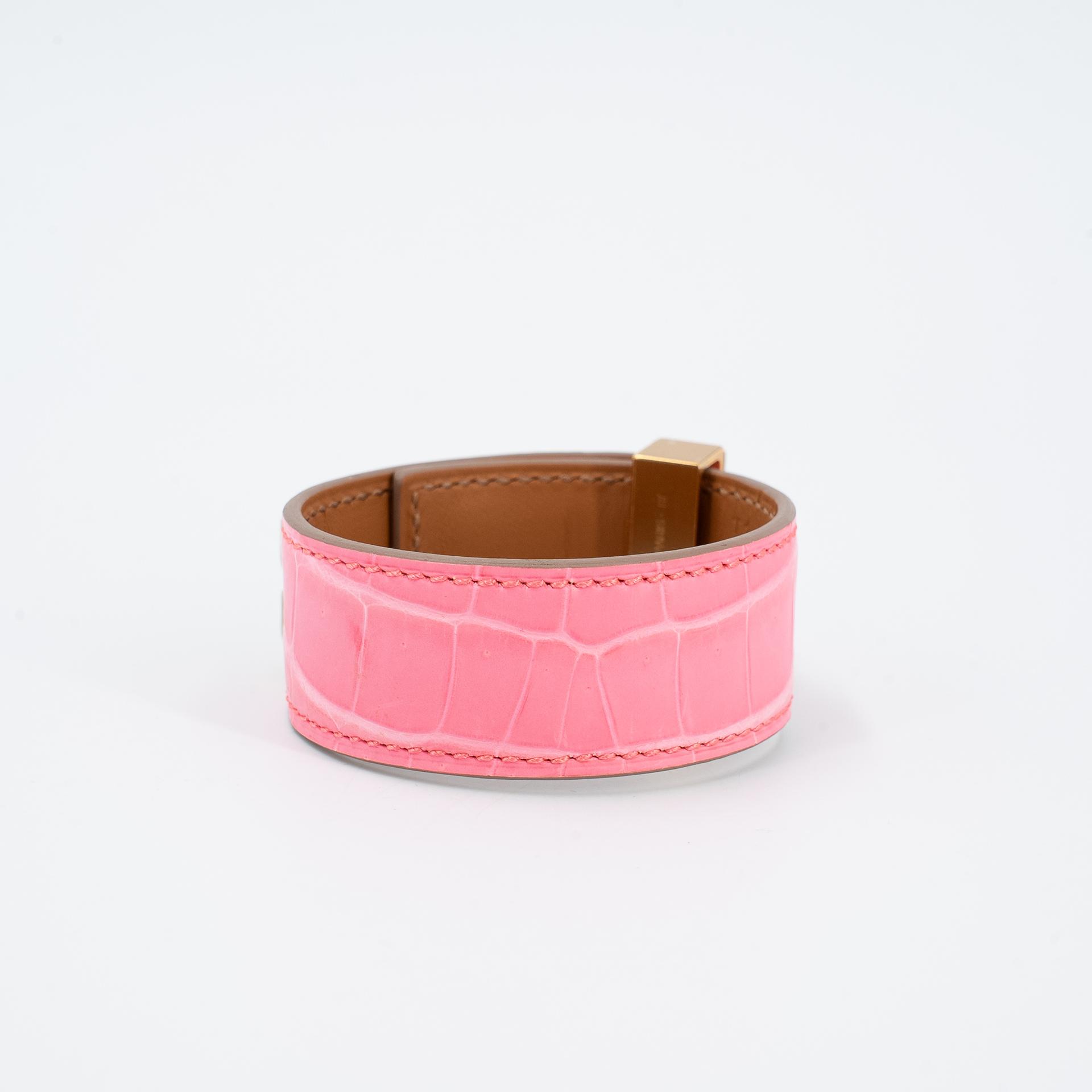 Unused ( Rank NS ) HERMÈS Bracelet Collier de Chien CDC 24 T1/XS Pink (5P) Crocodile Rose Gold hardware Z (2021) - 4