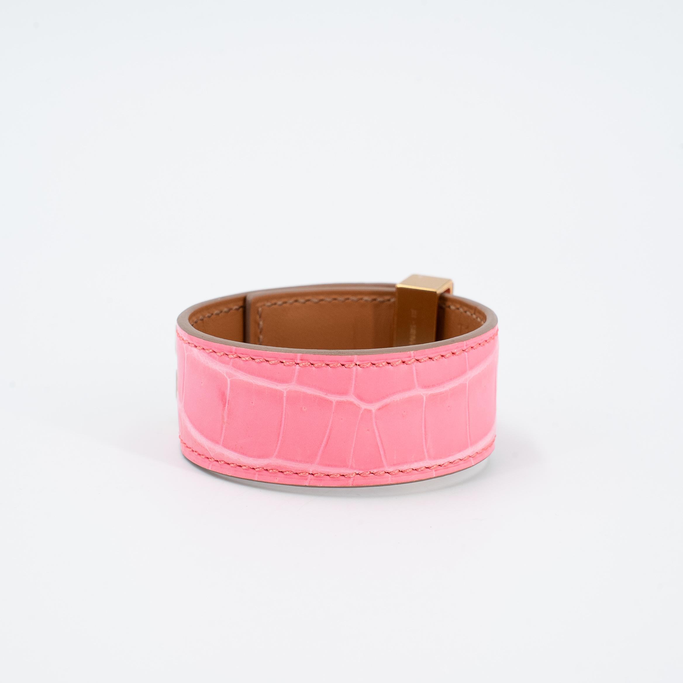 Unused ( Rank NS ) HERMÈS Bracelet Collier de Chien CDC 24 T1/XS Pink (5P) Crocodile Rose Gold hardware Z (2021) - 4