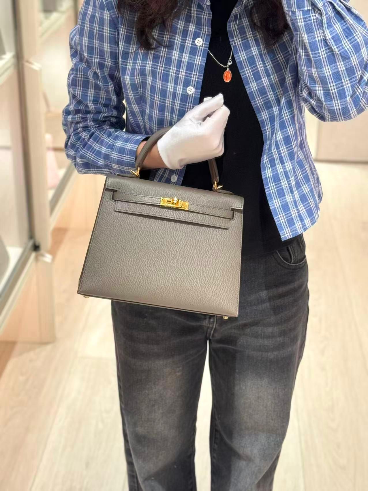 ランク A HERMÈS エルメス ケリー25 セリエ エタン (8F) エプソン ゴールド金具 A刻印 (2017) - 3