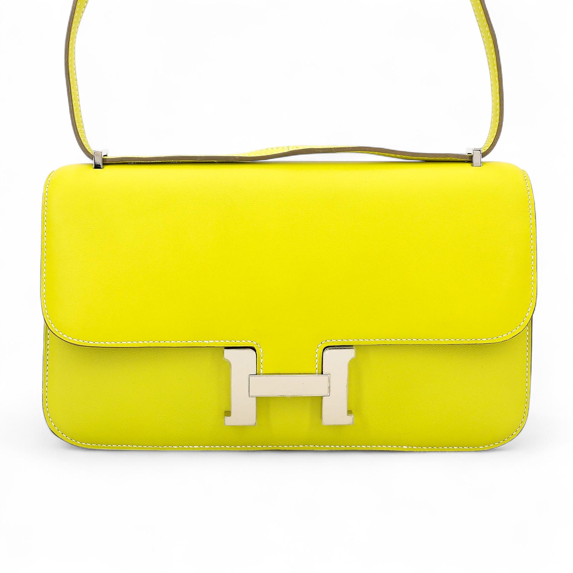 Excellent ( Rank SA ) HERMÈS Constance Elan Soufre (C9) Swift Palladium hardware Square Q (2013) - 1
