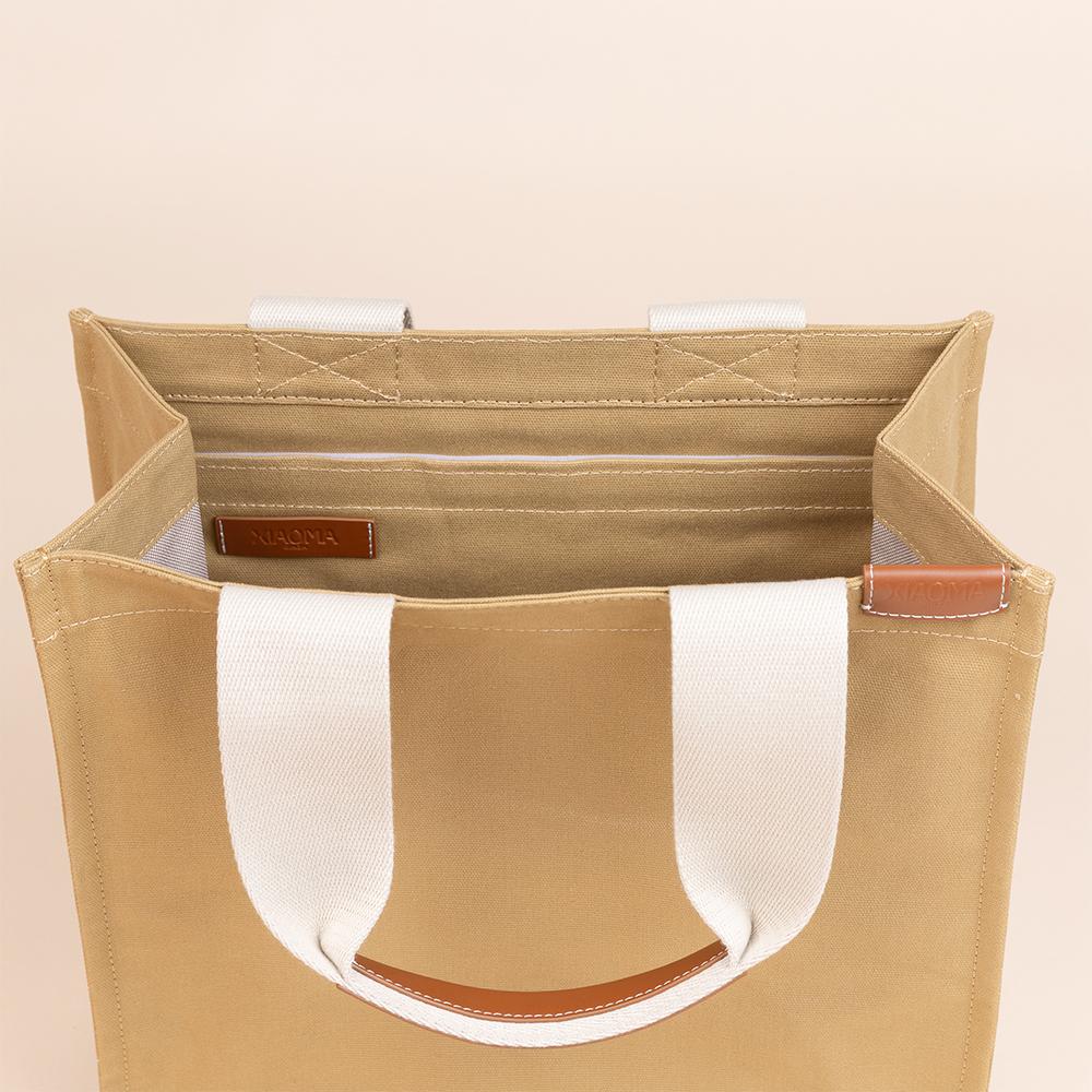 Brand New ( Rank N ) XIAOMA Travel Delight M Shopper Tote Light Brown Canvas - 4