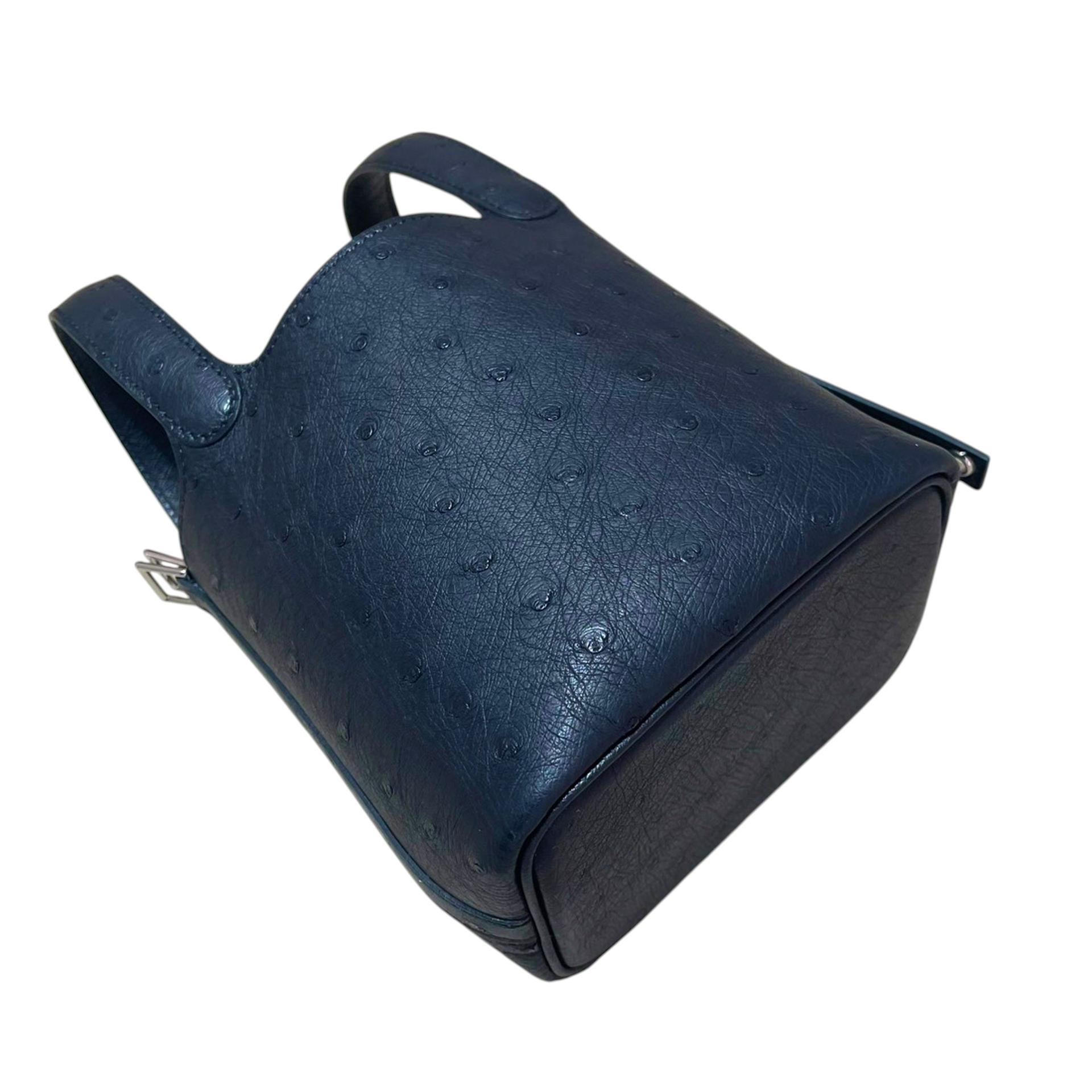 全新 HERMÈS 愛馬仕 Picotin 菜篮子 Micro 14 89 黑色 Noir (Black) 鴕鳥皮 銀扣 K刻 2025年 - 4