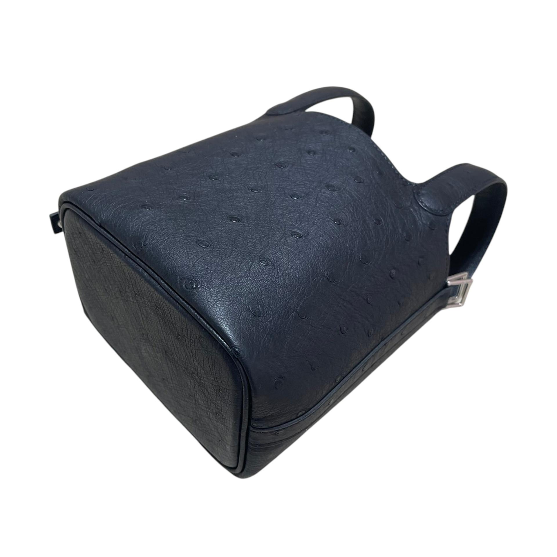 全新 HERMÈS 愛馬仕 Picotin 菜篮子 Micro 14 89 黑色 Noir (Black) 鴕鳥皮 銀扣 K刻 2025年 - 7