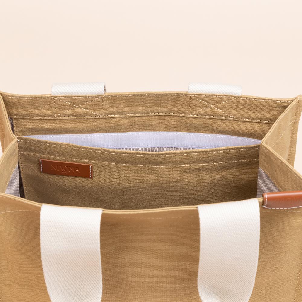 Brand New ( Rank N ) XIAOMA Travel Delight M Shopper Tote Light Brown Canvas - 6