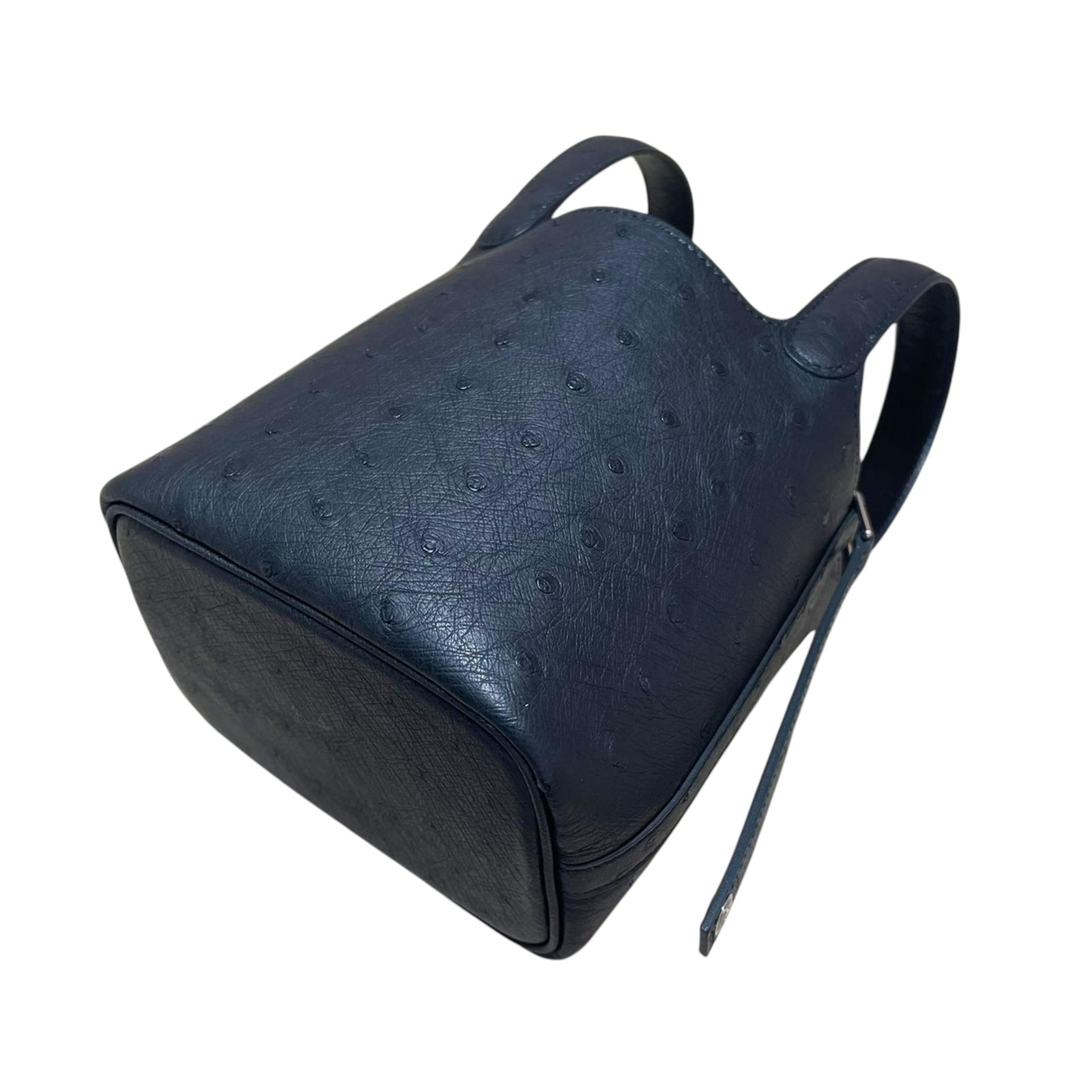 全新 HERMÈS 愛馬仕 Picotin 菜篮子 Micro 14 89 黑色 Noir (Black) 鴕鳥皮 銀扣 K刻 2025年 - 5