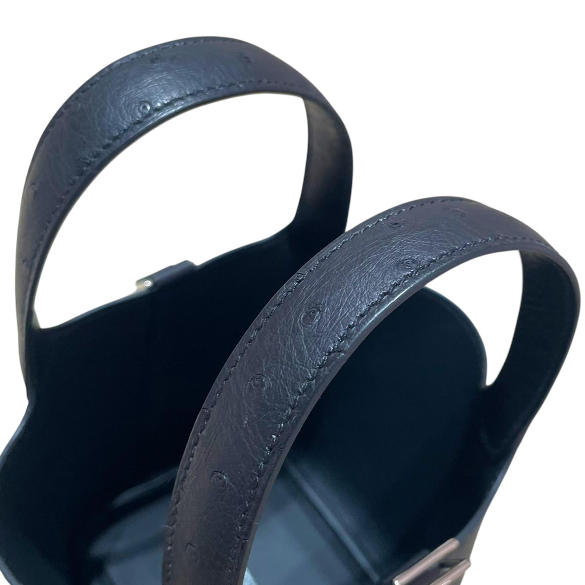 全新 HERMÈS 愛馬仕 Picotin 菜篮子 Micro 14 89 黑色 Noir (Black) 鴕鳥皮 銀扣 K刻 2025年 - 3