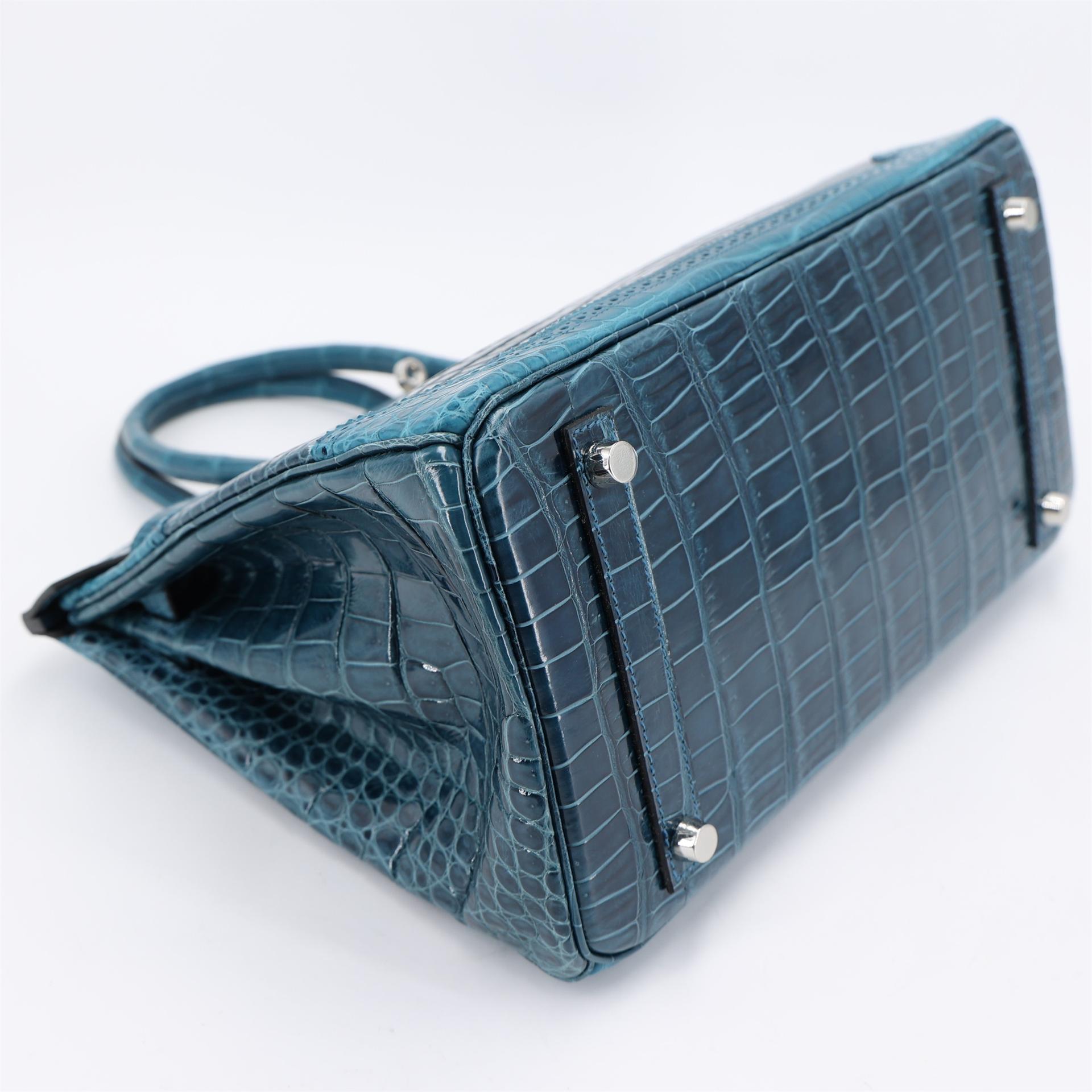 Unused ( Rank NS ) HERMÈS Birkin Ghillies 30 Colvert (1P) Shiny Porosus Crocodile Matte Porosus Crocodile Palladium hardware X (2016) - 4