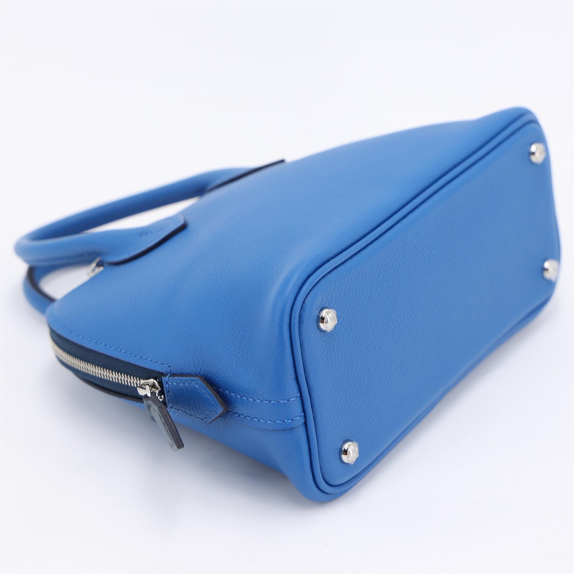 Unused ( Rank NS ) HERMÈS Mini Bolide 1923 Bleu Zellige (I7) Bleu de Prusse (7P) Evercolor Palladium hardware B (2023) - 4