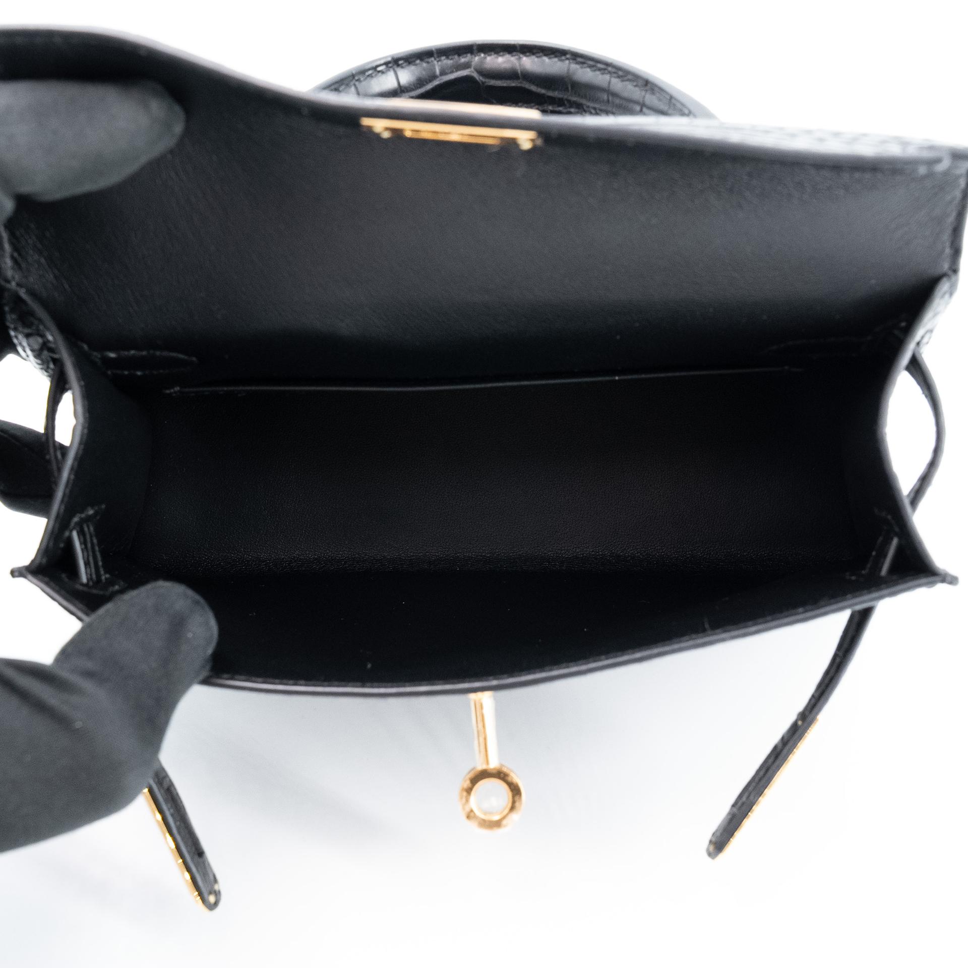 Brand New ( Rank N ) HERMÈS Mini Kelly II Noir (89) Matte Alligator Gold hardware K (2025) - 13