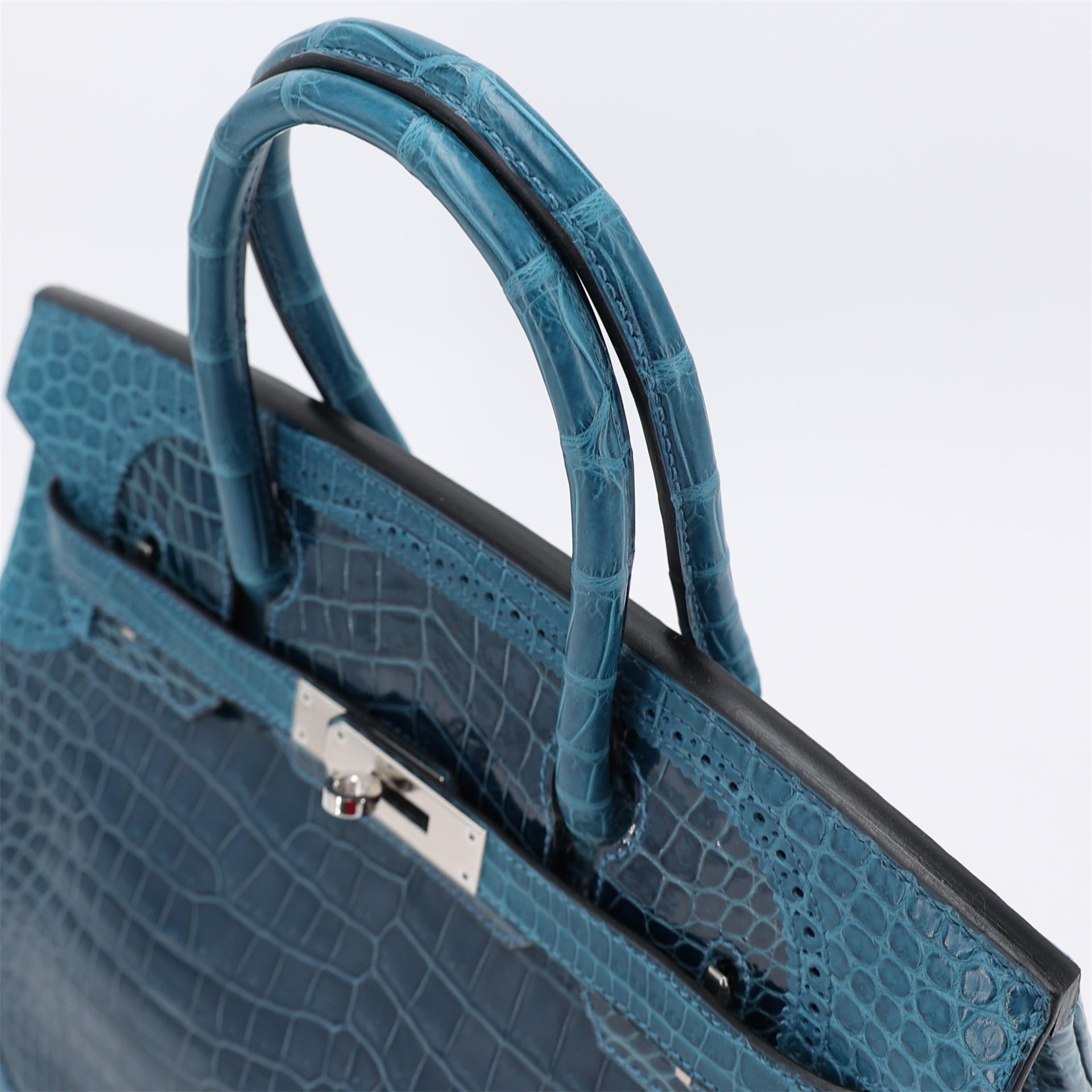 Unused ( Rank NS ) HERMÈS Birkin Ghillies 30 Colvert (1P) Shiny Porosus Crocodile Matte Porosus Crocodile Palladium hardware X (2016) - 3
