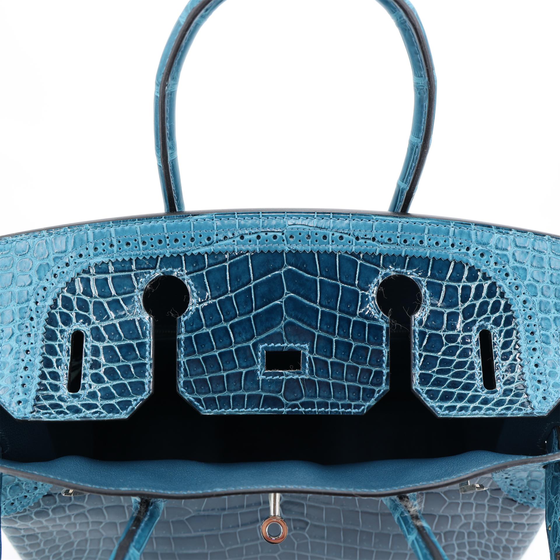 Unused ( Rank NS ) HERMÈS Birkin Ghillies 30 Colvert (1P) Shiny Porosus Crocodile Matte Porosus Crocodile Palladium hardware X (2016) - 15