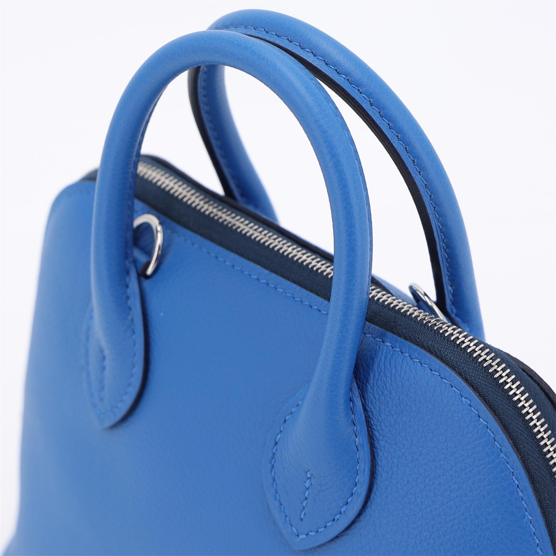 Unused ( Rank NS ) HERMÈS Mini Bolide 1923 Bleu Zellige (I7) Bleu de Prusse (7P) Evercolor Palladium hardware B (2023) - 3