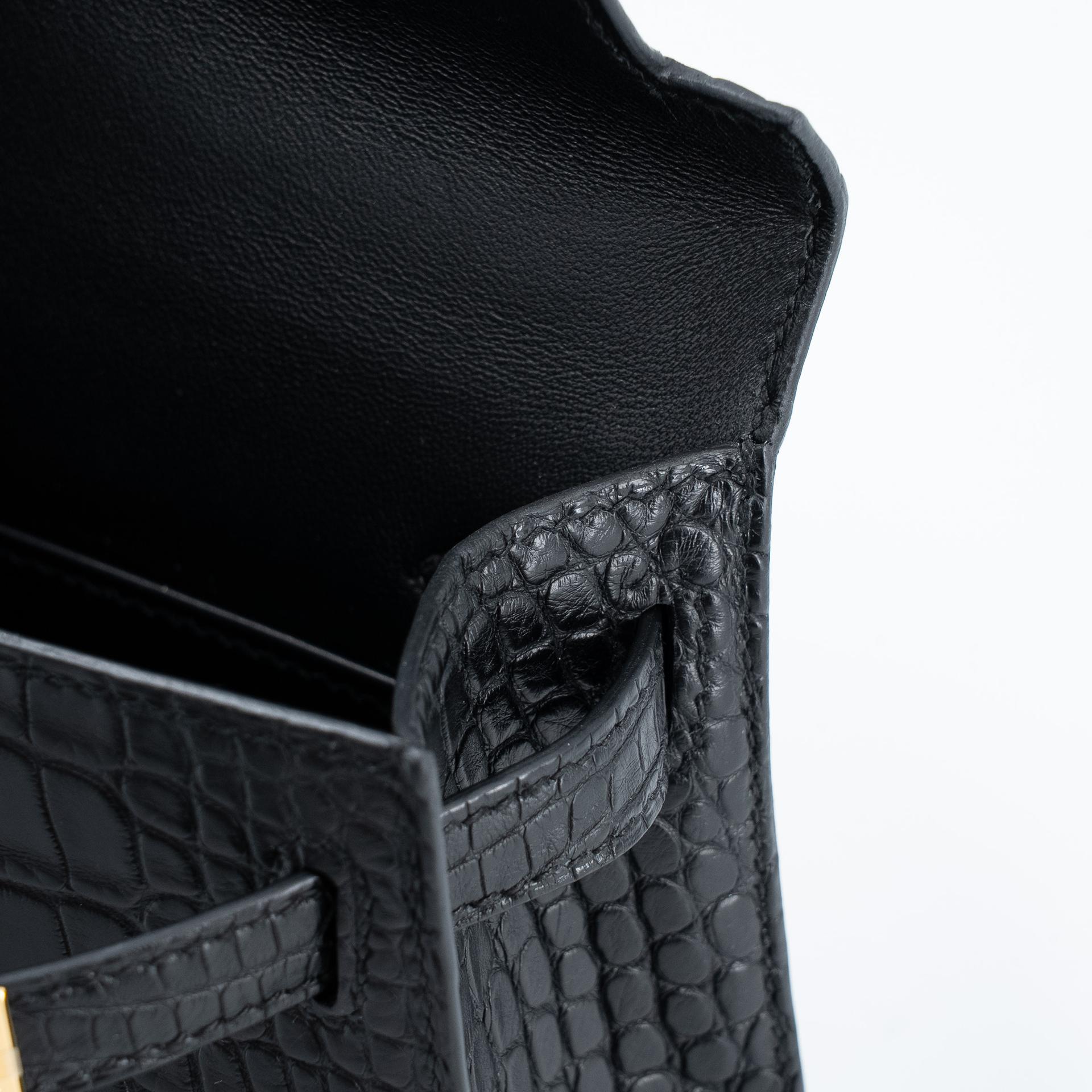 Brand New ( Rank N ) HERMÈS Mini Kelly II Noir (89) Matte Alligator Gold hardware K (2025) - 11