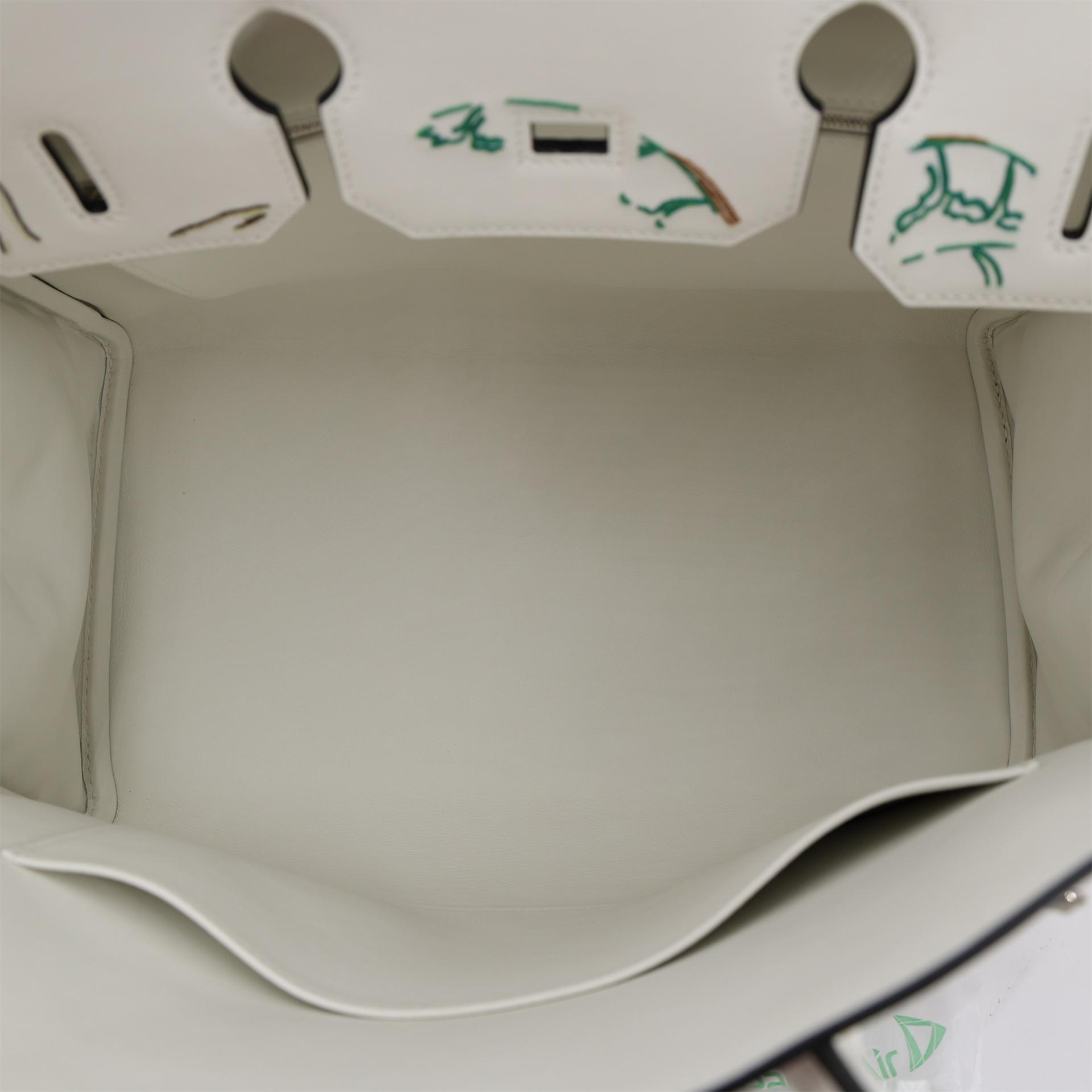 Unused ( Rank NS ) HERMÈS Limited Edition Birkin 35 White (01) Swift Toile H canvas Palladium hardware B (2023) - 11
