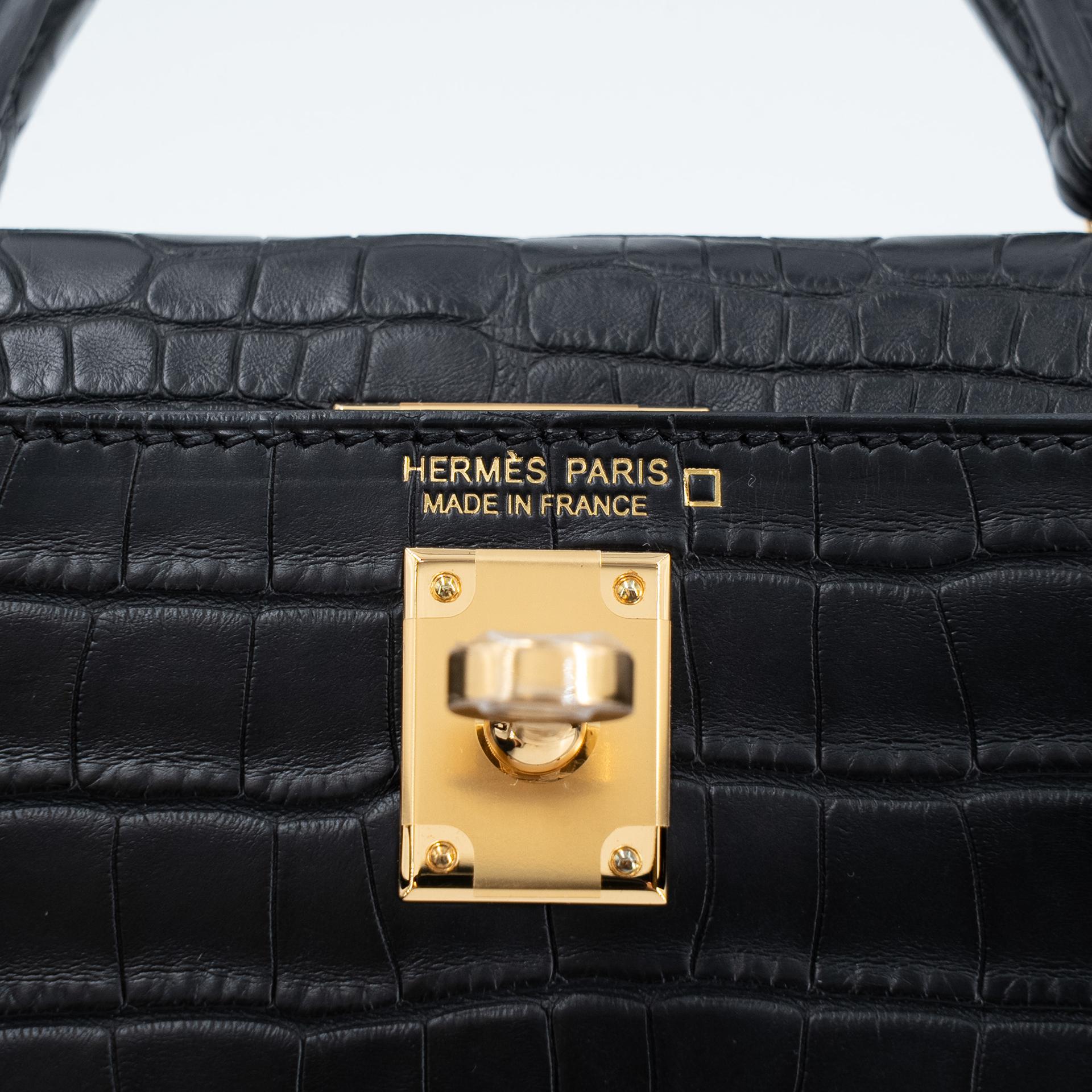 Brand New ( Rank N ) HERMÈS Mini Kelly II Noir (89) Matte Alligator Gold hardware K (2025) - 10