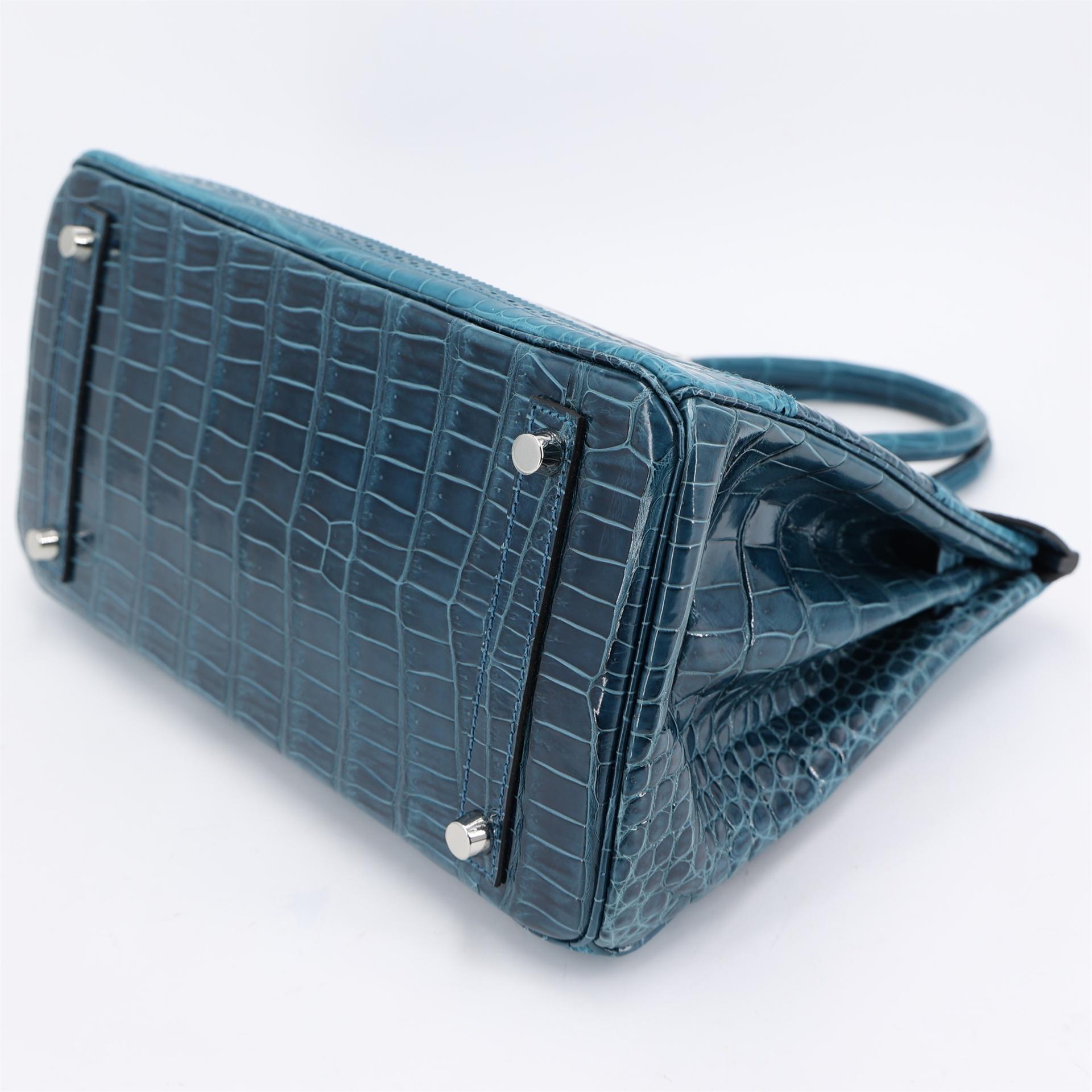 Unused ( Rank NS ) HERMÈS Birkin Ghillies 30 Colvert (1P) Shiny Porosus Crocodile Matte Porosus Crocodile Palladium hardware X (2016) - 5