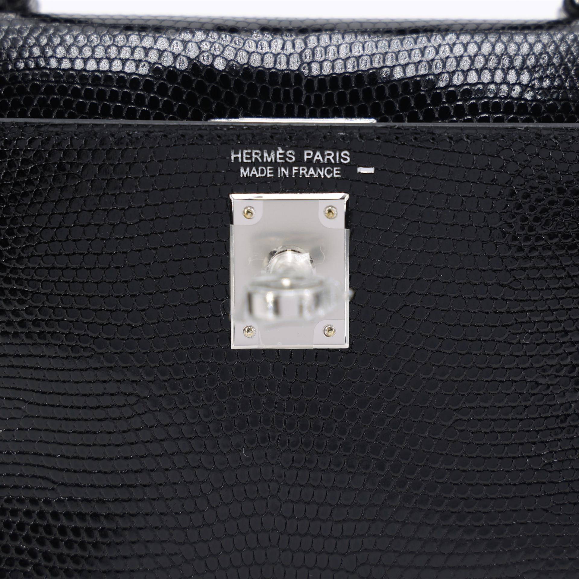 ランク N 新品 HERMÈS エルメス ミニケリー2 ブラック (89) リザード シルバー金具 K刻印 (2025) - 10