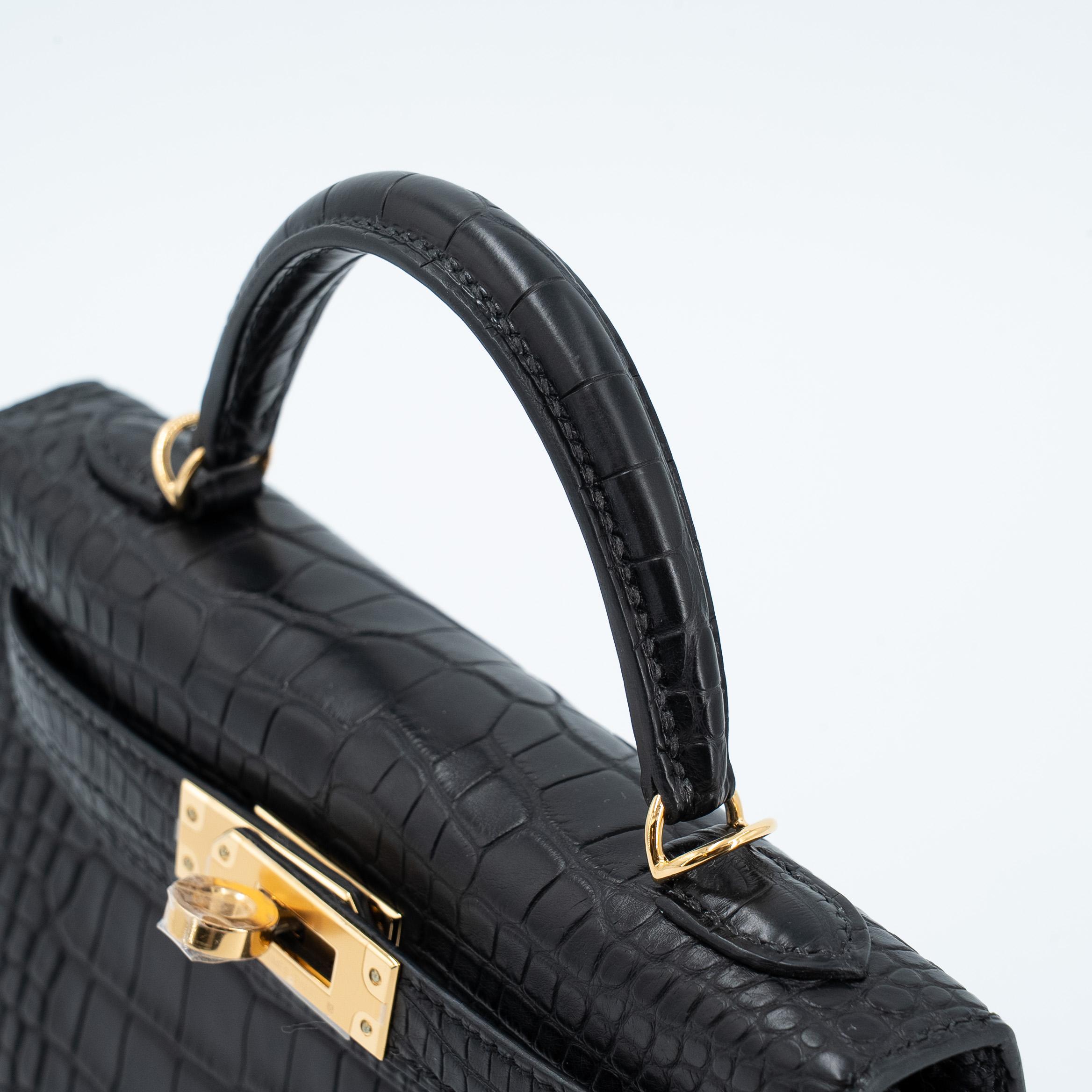 Brand New ( Rank N ) HERMÈS Mini Kelly II Noir (89) Matte Alligator Gold hardware K (2025) - 3