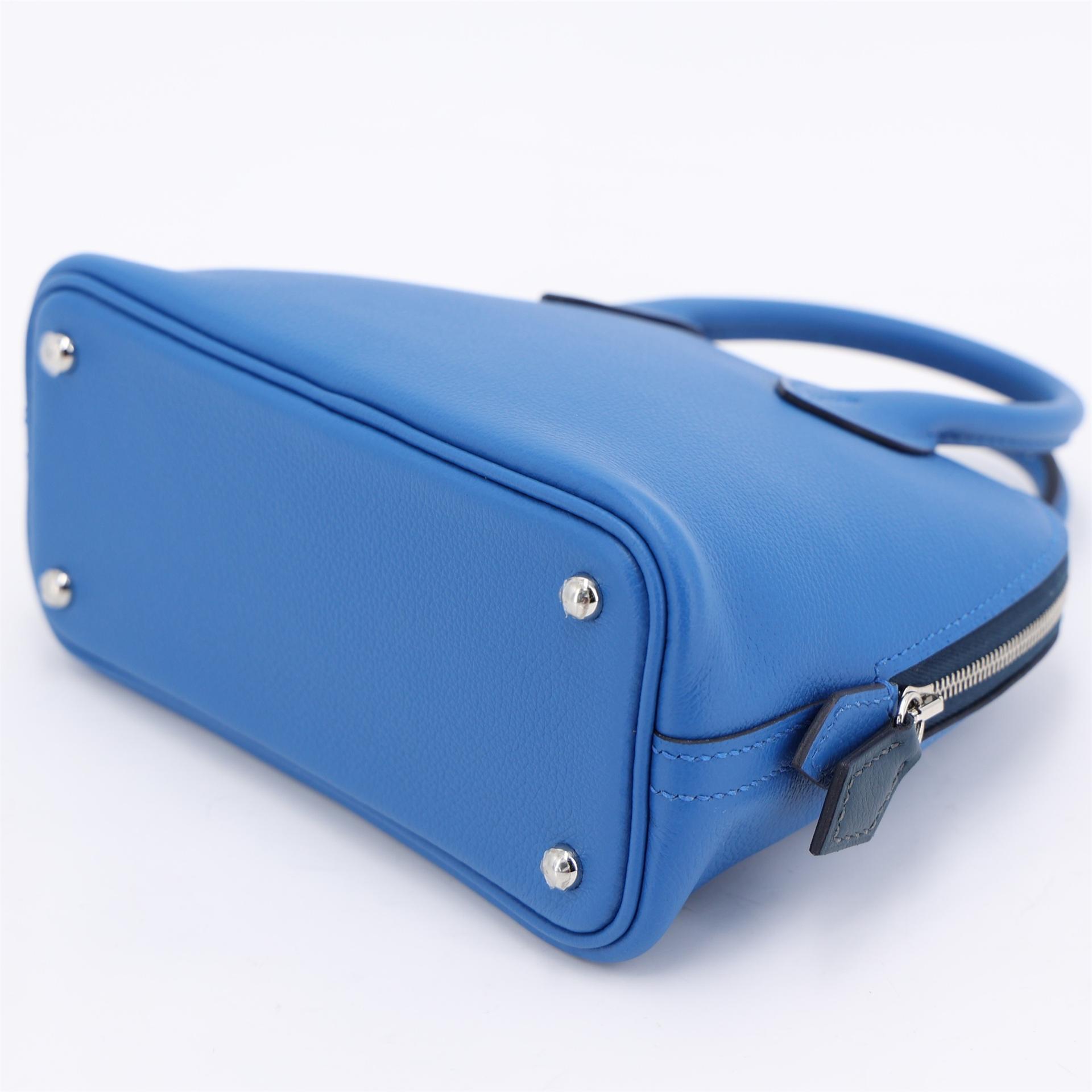 Unused ( Rank NS ) HERMÈS Mini Bolide 1923 Bleu Zellige (I7) Bleu de Prusse (7P) Evercolor Palladium hardware B (2023) - 7