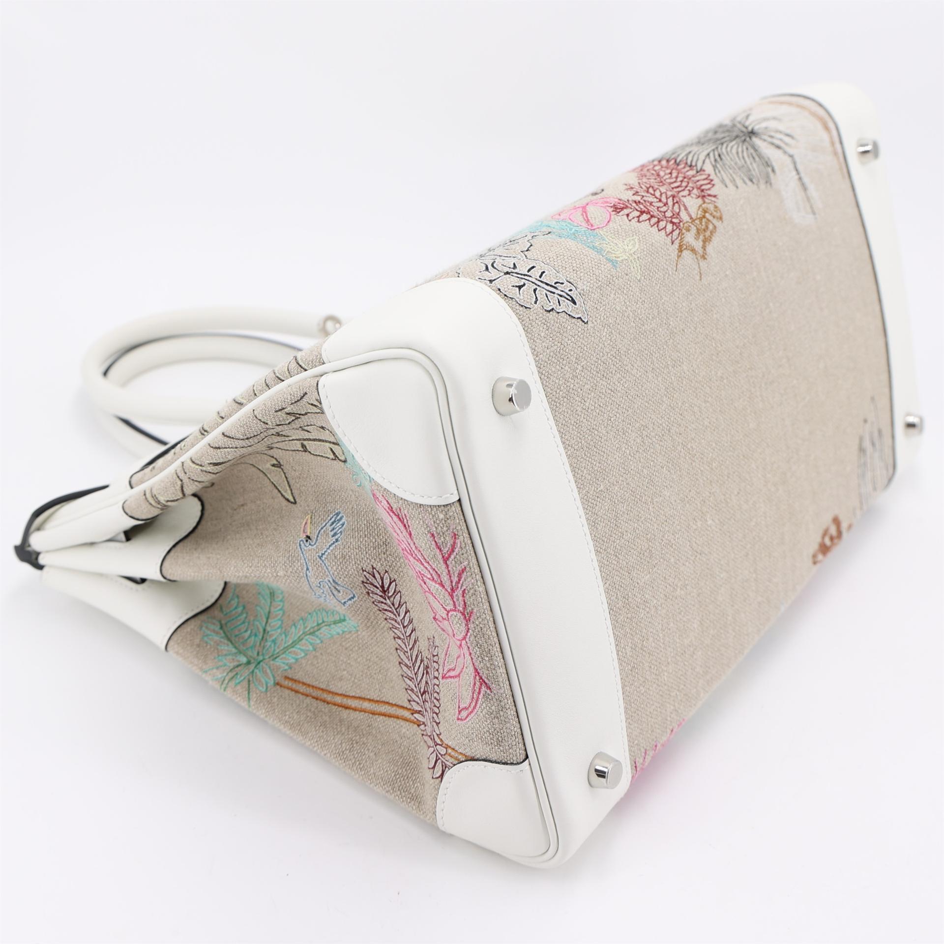 Unused ( Rank NS ) HERMÈS Limited Edition Birkin 35 White (01) Swift Toile H canvas Palladium hardware B (2023) - 4