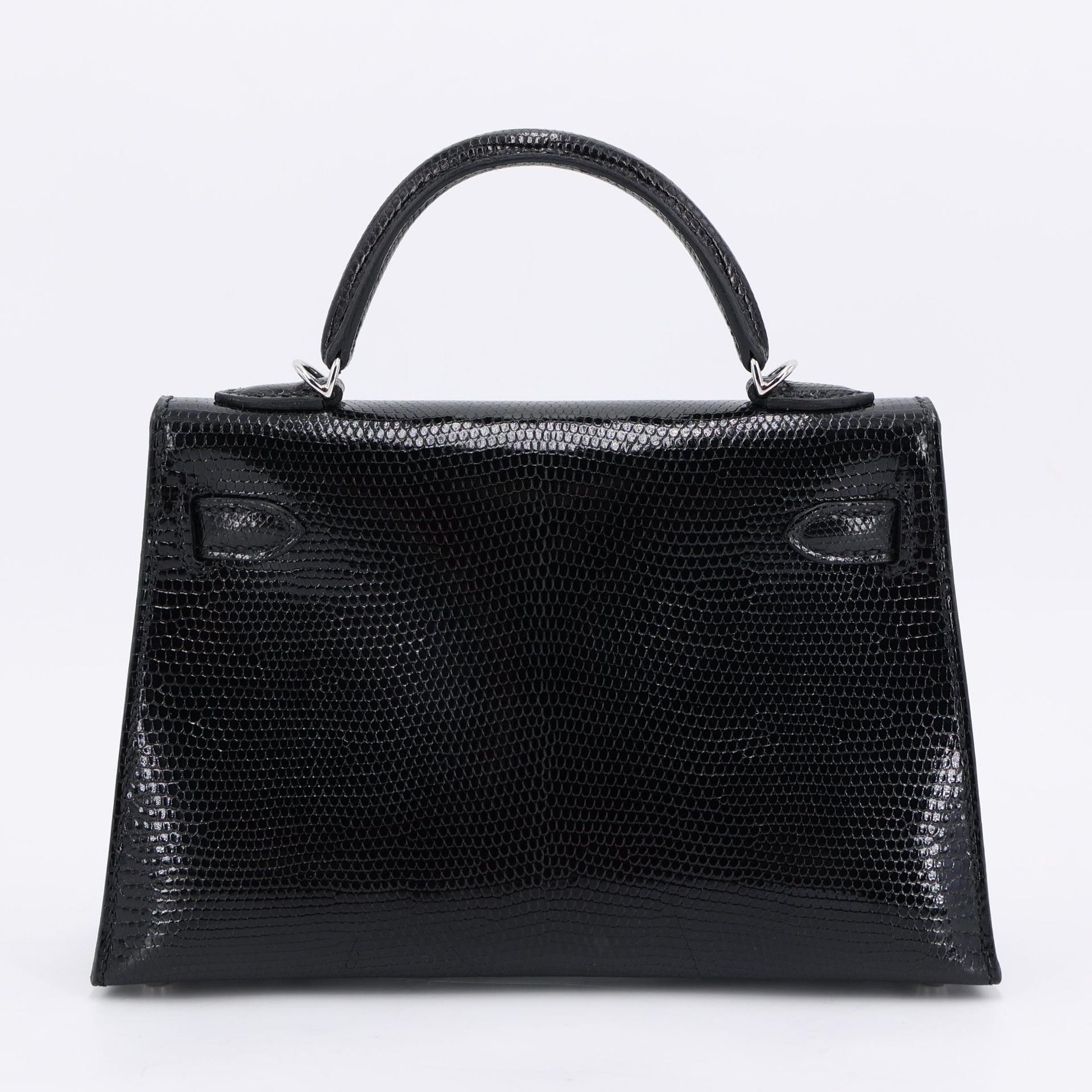 ランク N 新品 HERMÈS エルメス ミニケリー2 ブラック (89) リザード シルバー金具 K刻印 (2025) - 2