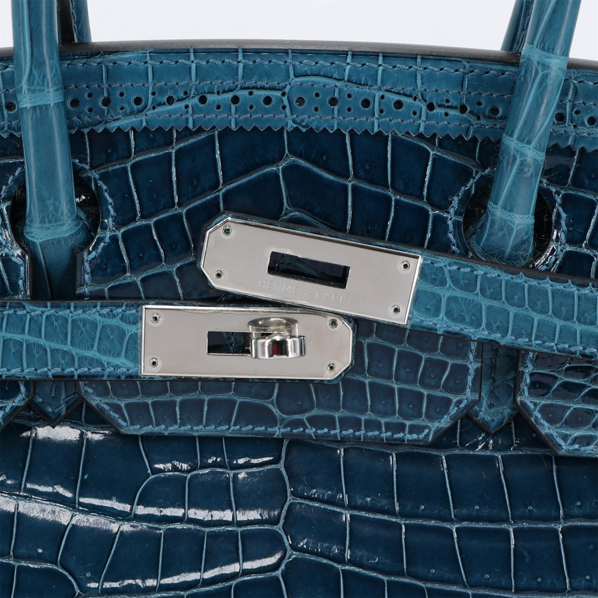Unused ( Rank NS ) HERMÈS Birkin Ghillies 30 Colvert (1P) Shiny Porosus Crocodile Matte Porosus Crocodile Palladium hardware X (2016) - 8