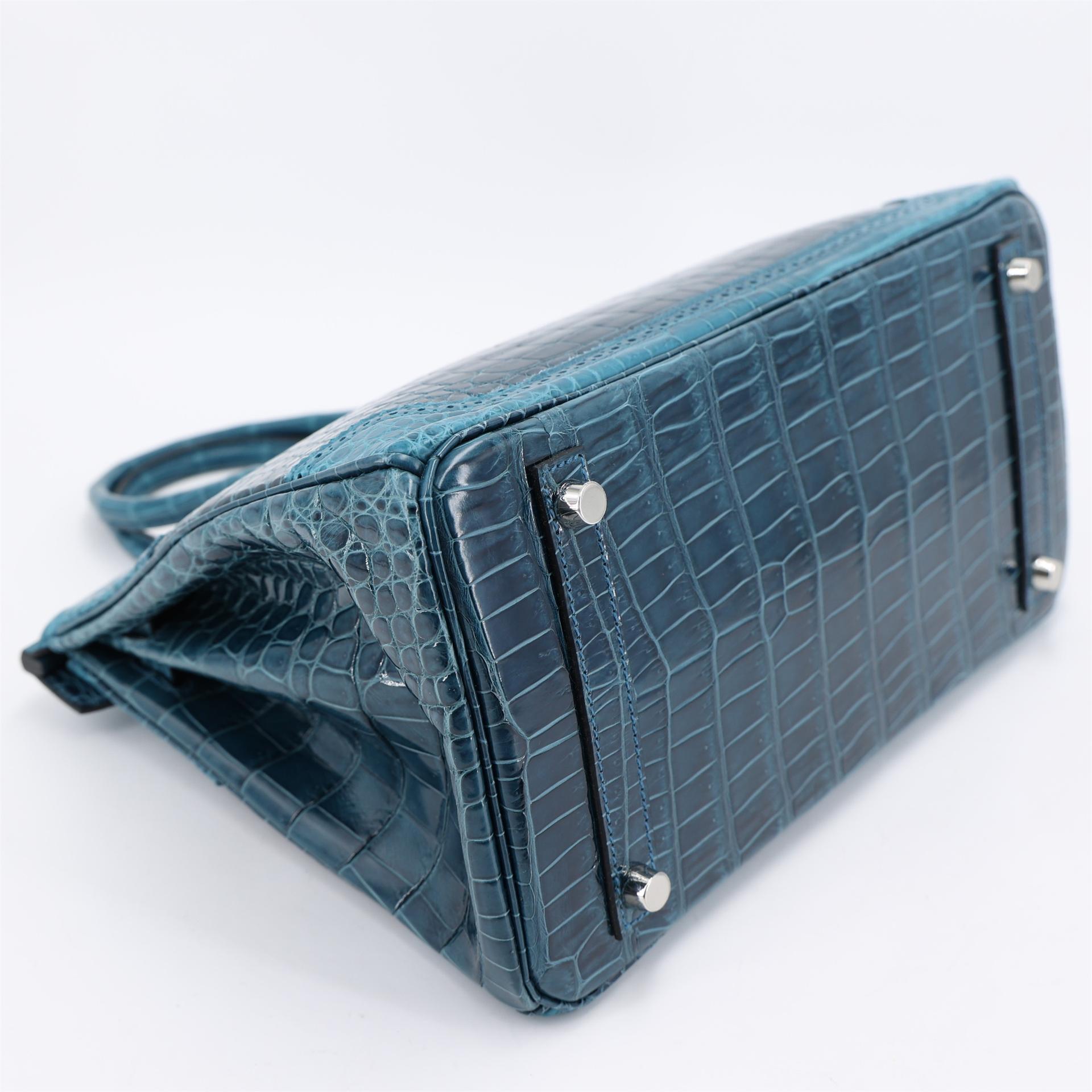 Unused ( Rank NS ) HERMÈS Birkin Ghillies 30 Colvert (1P) Shiny Porosus Crocodile Matte Porosus Crocodile Palladium hardware X (2016) - 6